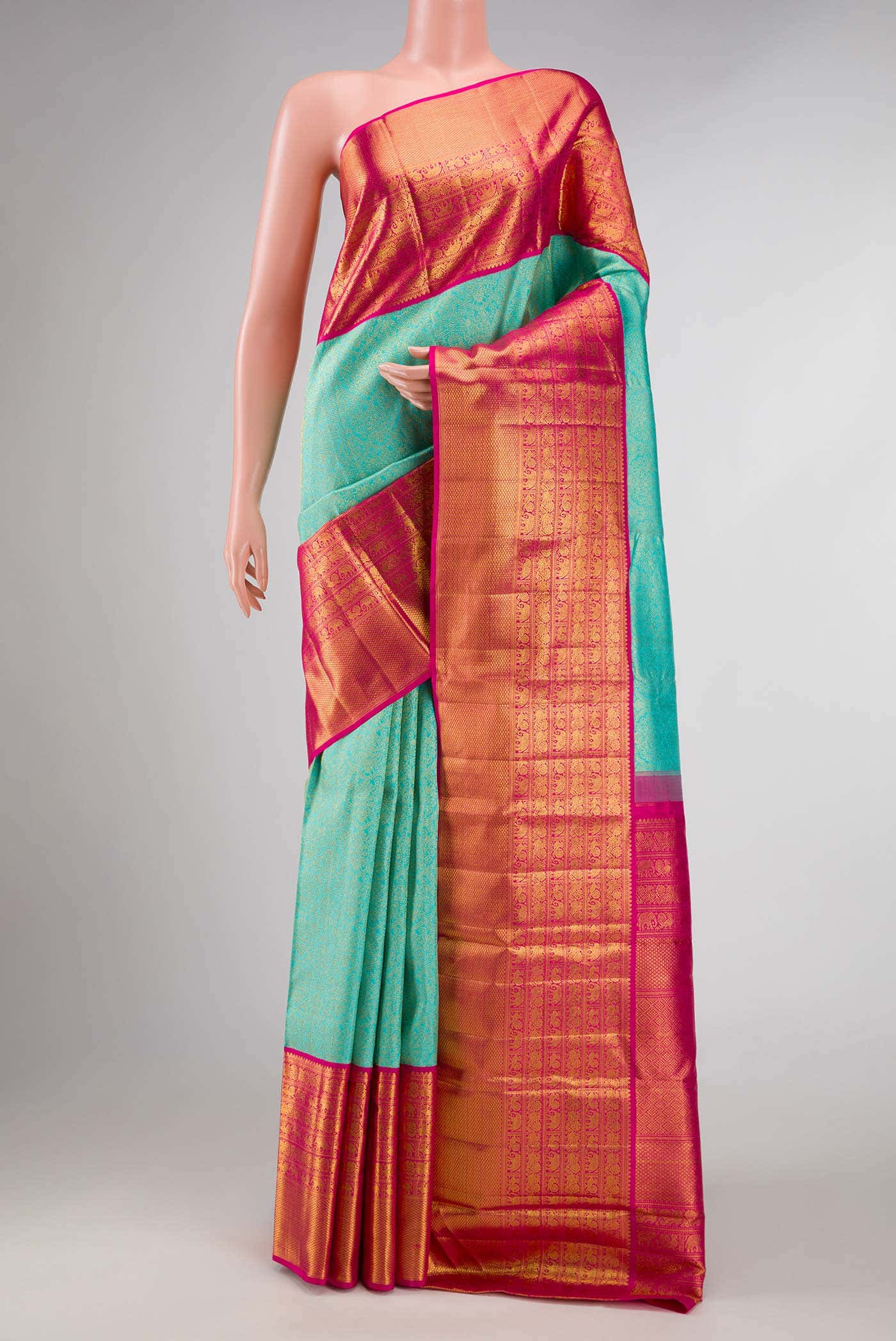 Light Blue Dual Tone Kanchipuram Silk Saree