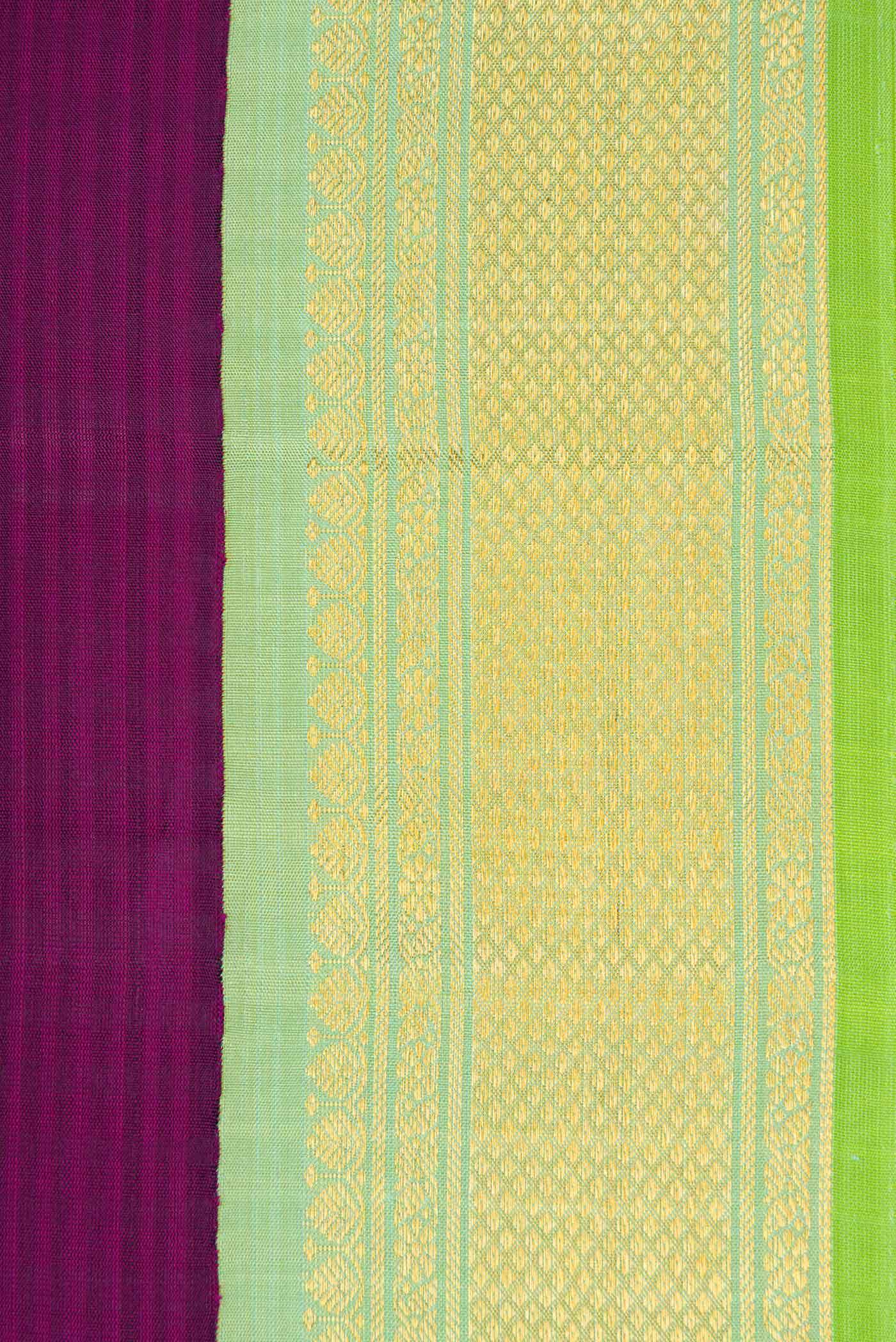 Pure Silk Pure Zari Magenta Dual Tone Kanchipuram Saree