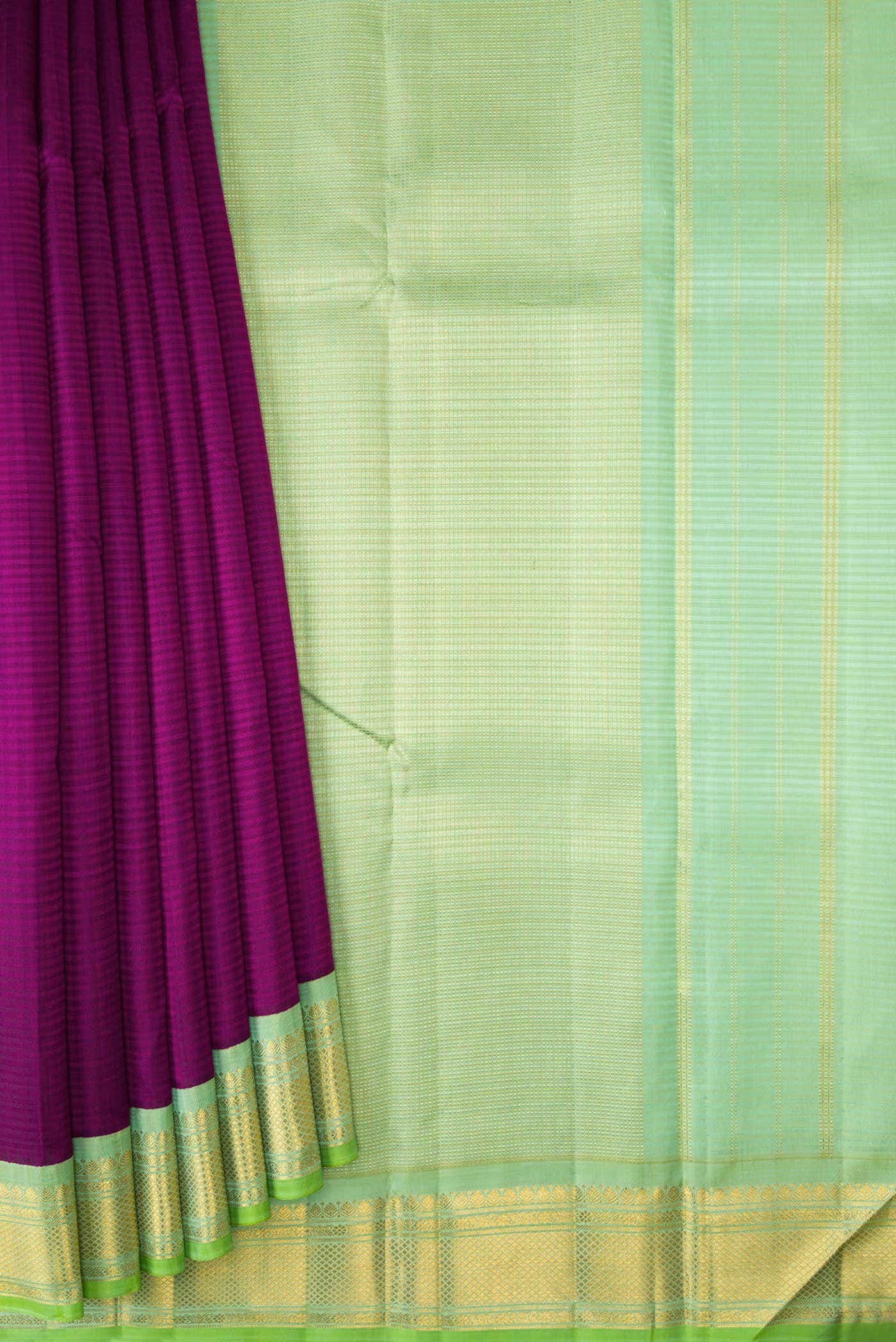 Pure Silk Pure Zari Magenta Dual Tone Kanchipuram Saree