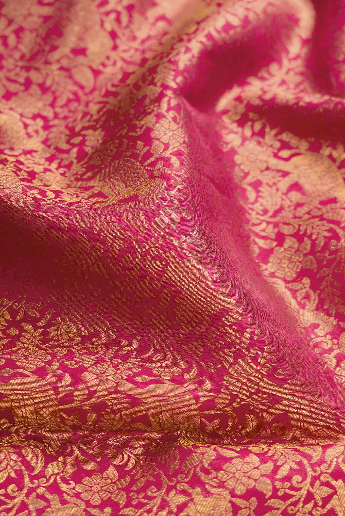 Dark Pink Dual Tone Kanchipuram Silk Saree