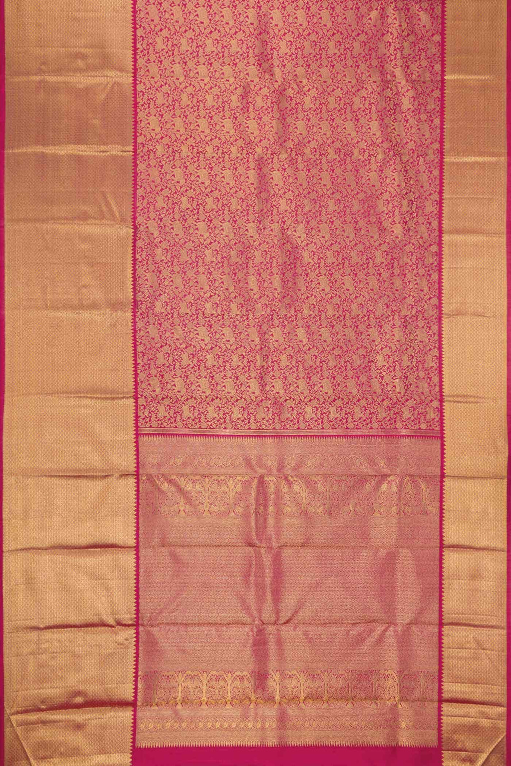 Dark Pink Dual Tone Kanchipuram Silk Saree