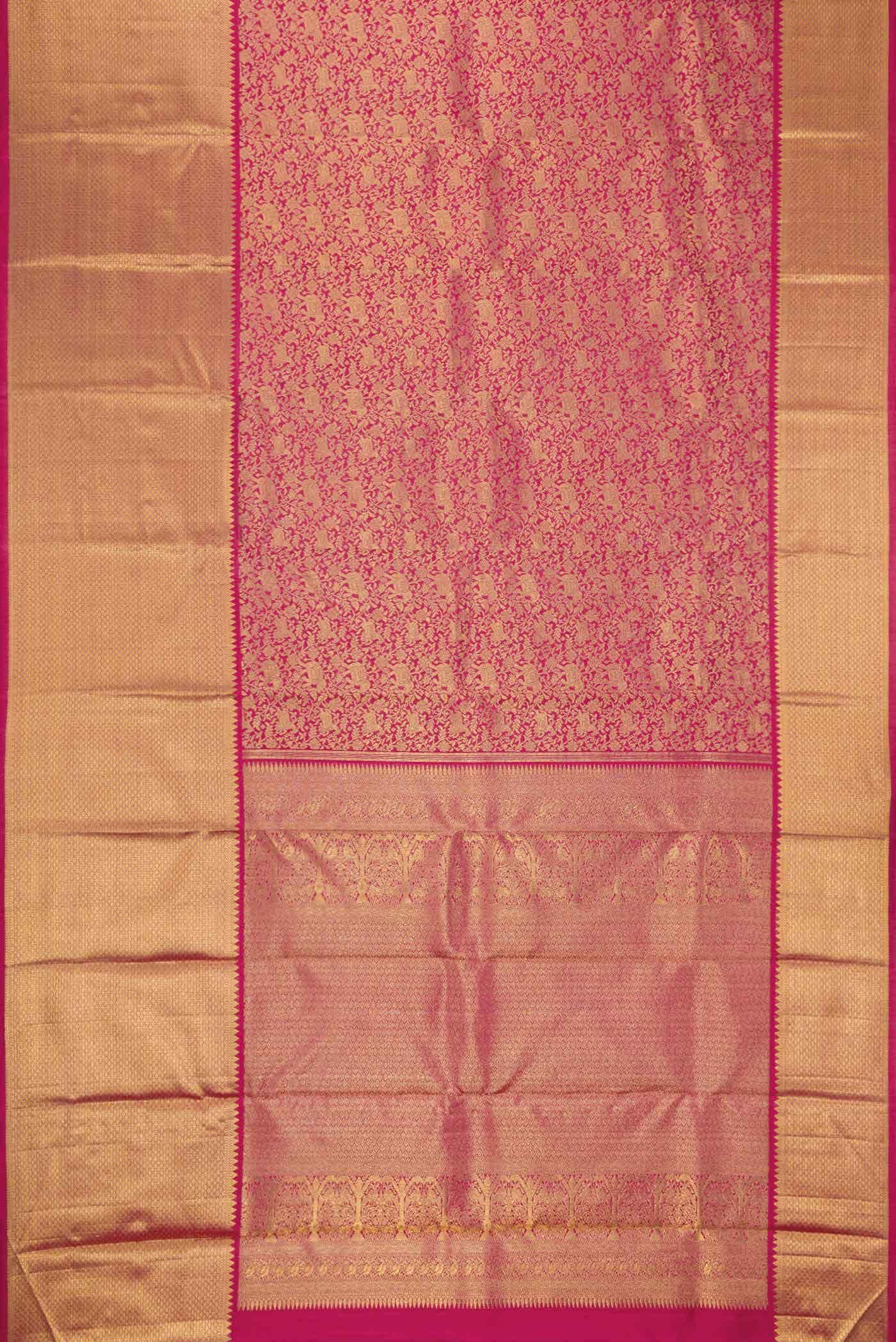 Dark Pink Dual Tone Kanchipuram Silk Saree