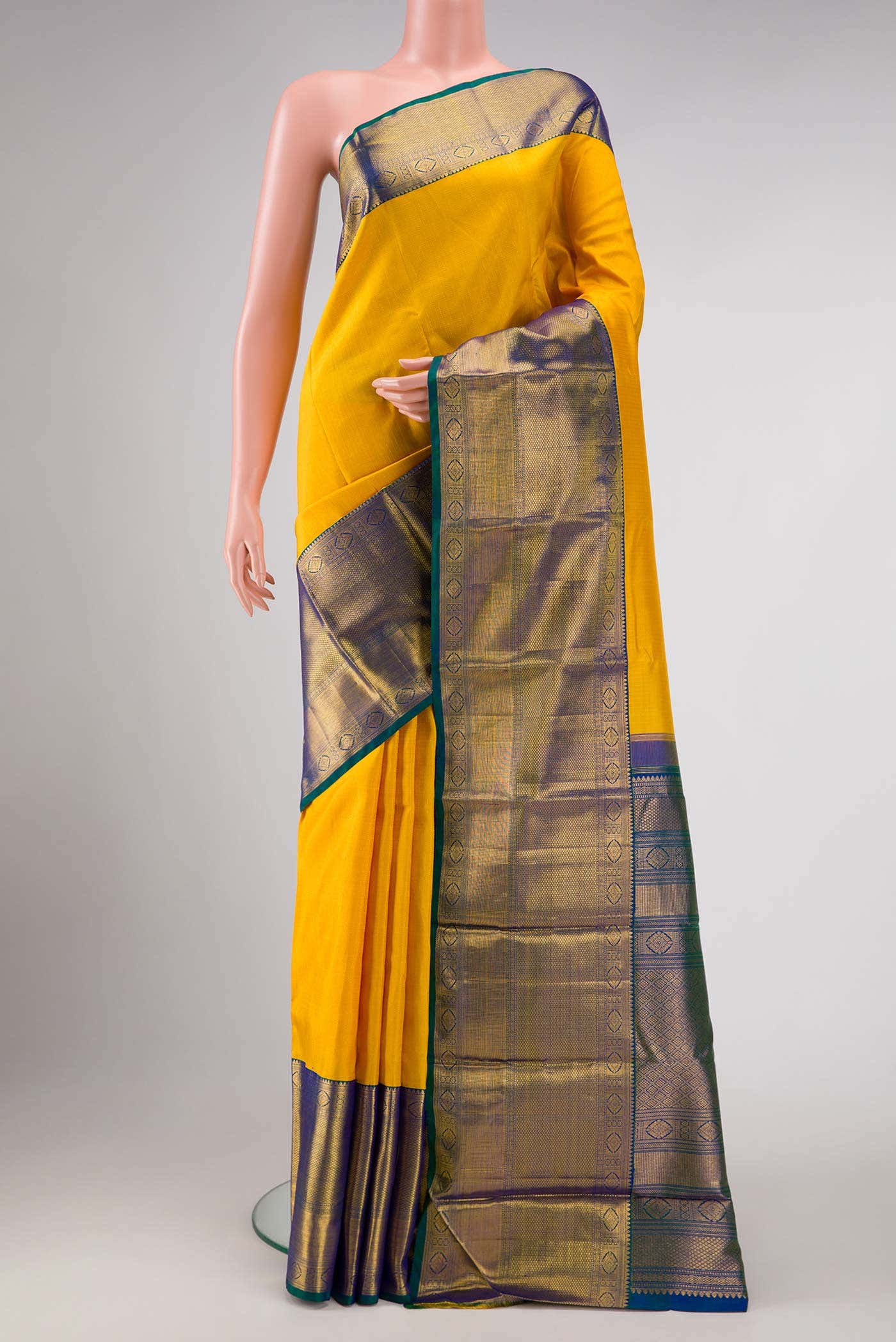 Mustard Dual Tone Kanchipuram Silk Saree