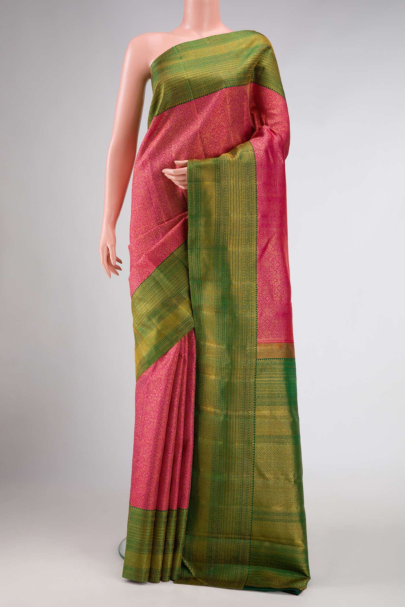 Dark Pink Dual Tone Kanchipuram Silk Saree