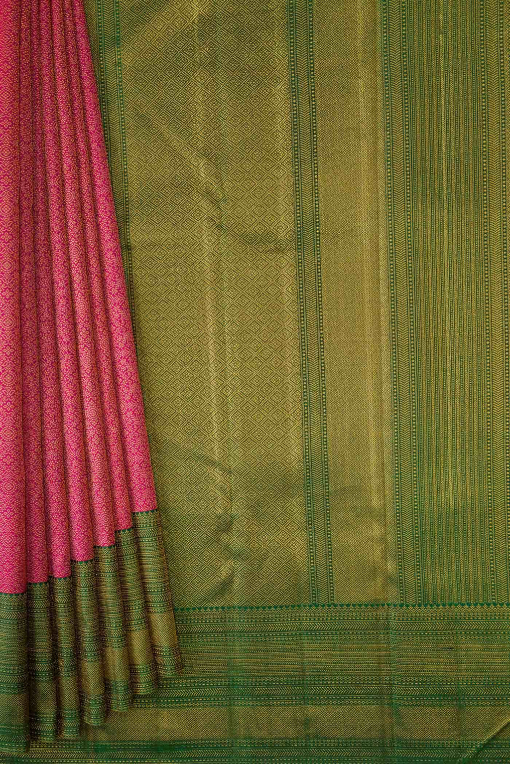 Dark Pink Dual Tone Kanchipuram Silk Saree