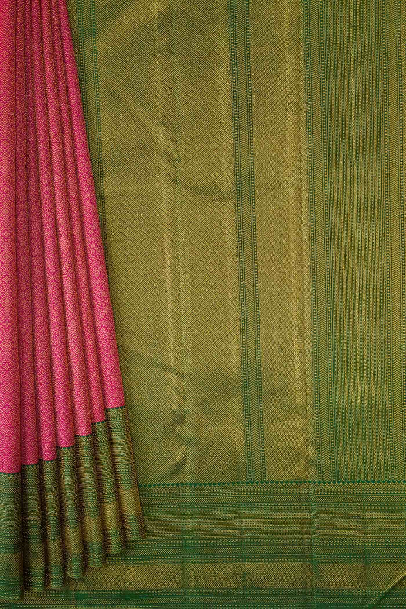 Dark Pink Dual Tone Kanchipuram Silk Saree