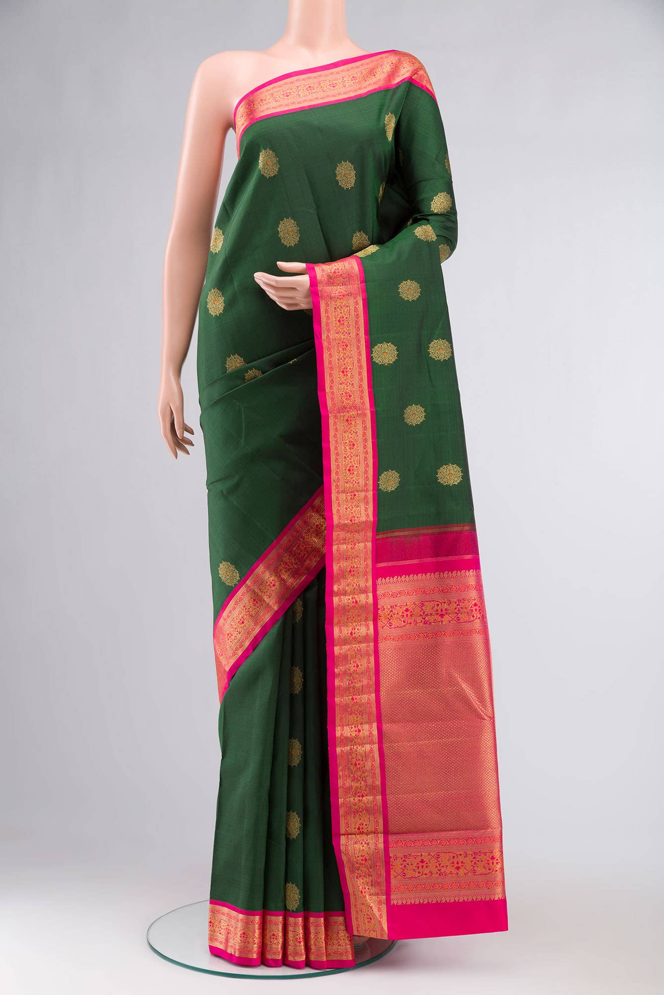 Pure Silk Pure Zari Green Kanchipuram Saree
