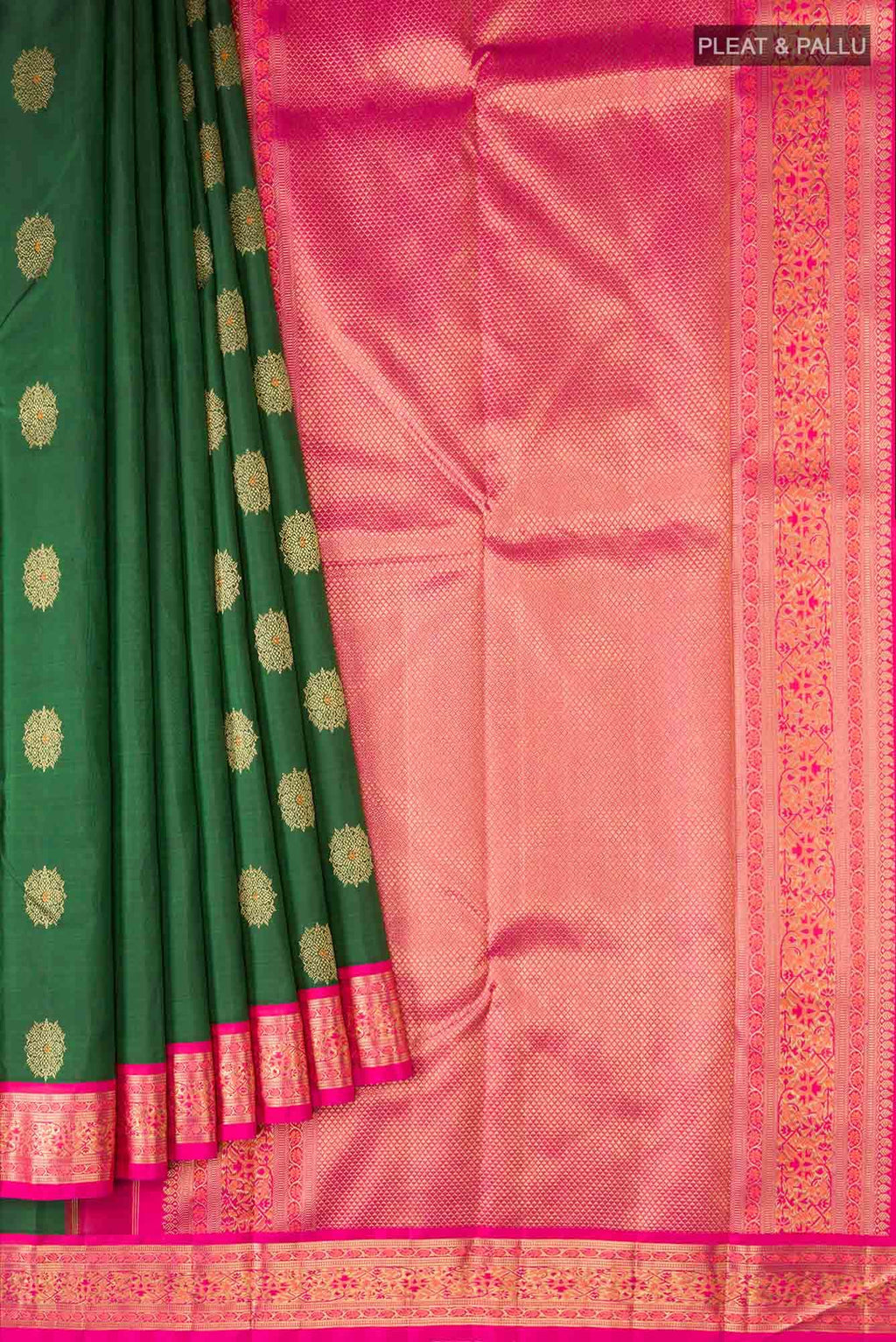 Pure Silk Pure Zari Green Kanchipuram Saree