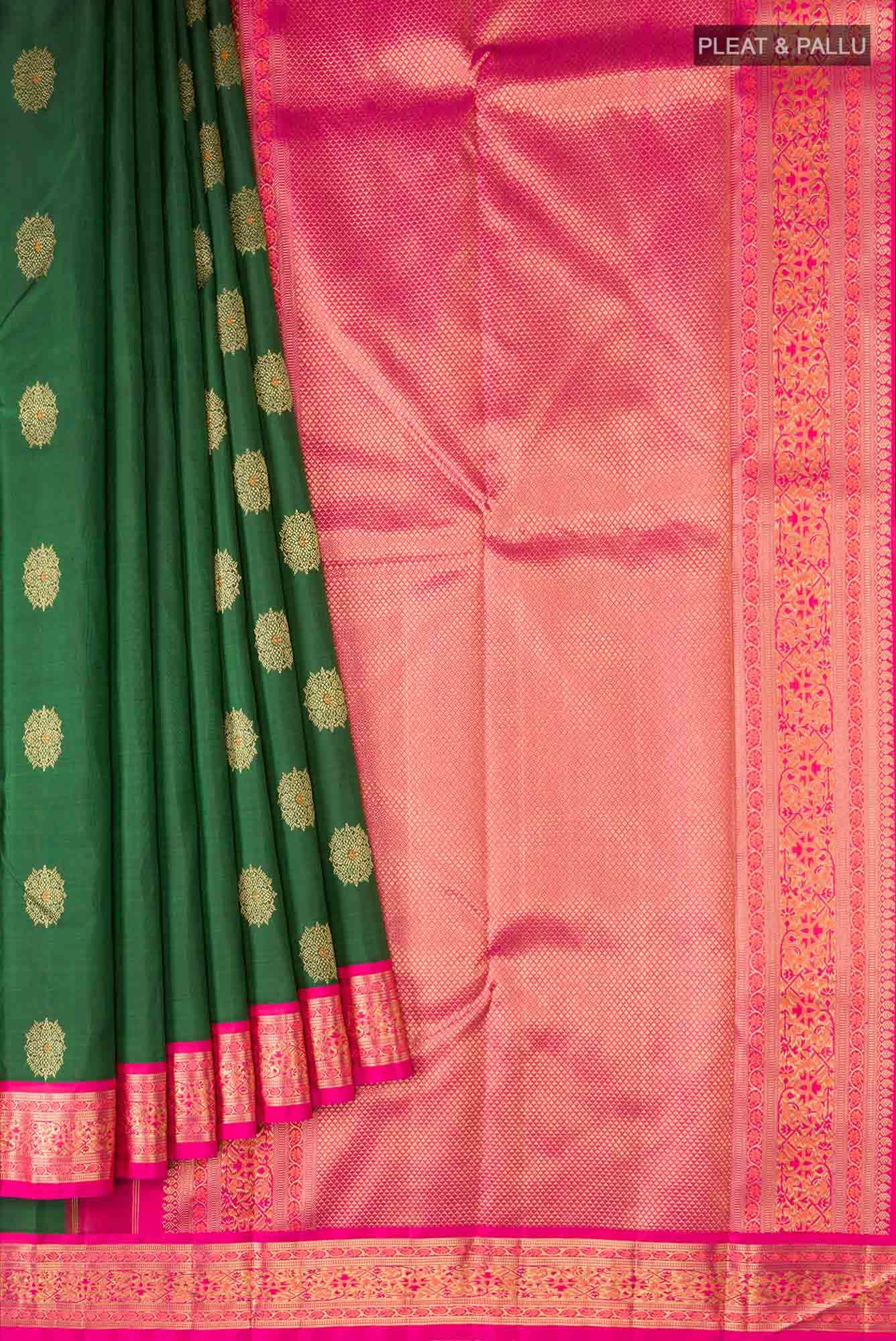 Pure Silk Pure Zari Green Kanchipuram Saree