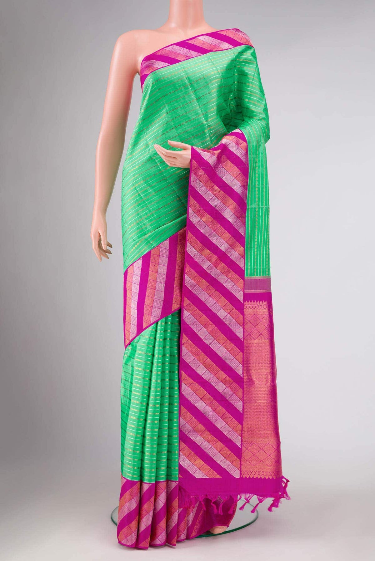 Pure Silk Pure Zari Sea Green Kanjivaram Saree