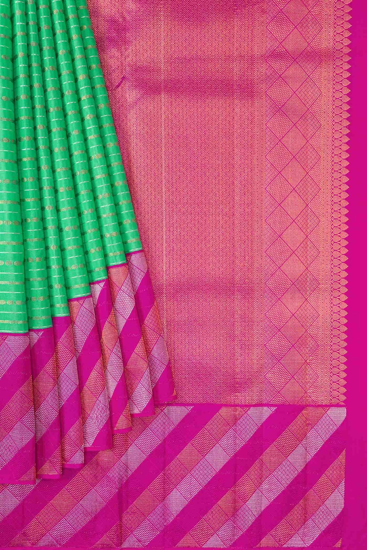 Pure Silk Pure Zari Sea Green Kanjivaram Saree