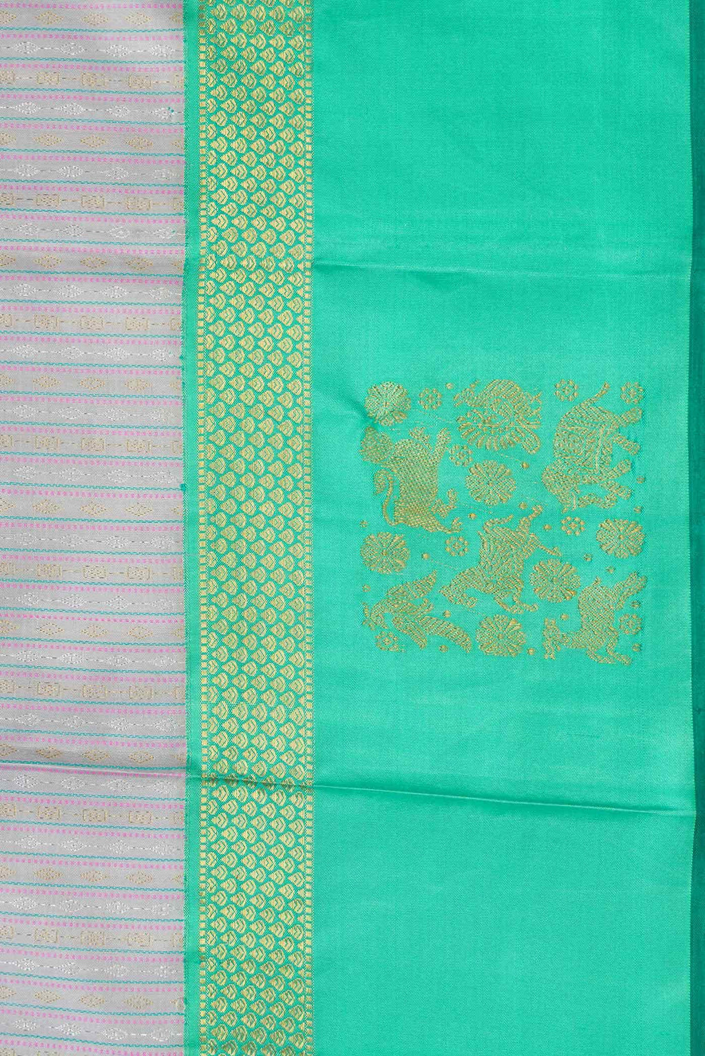 Pure Silk Pure Zari Grey Dual Tone Kanchipuram Saree