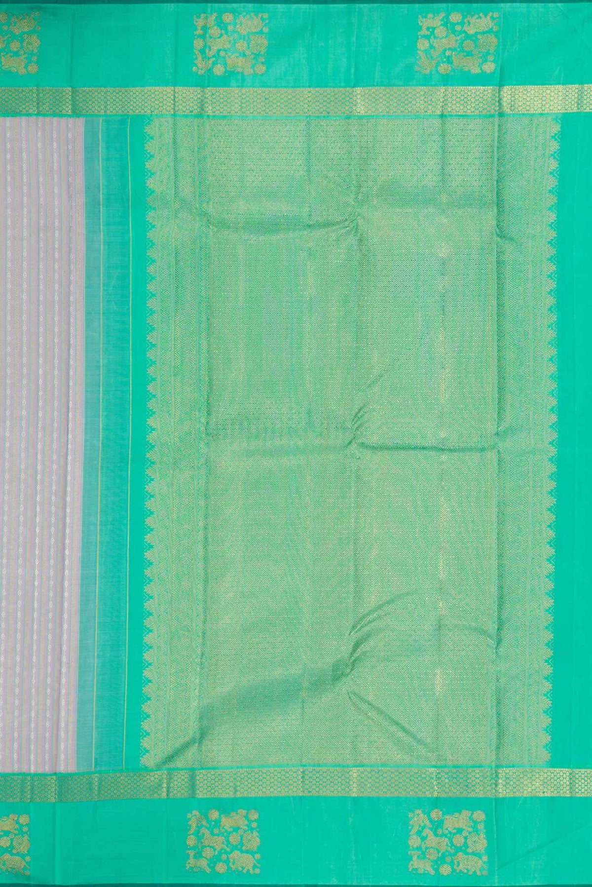 Pure Silk Pure Zari Grey Dual Tone Kanjivaram Saree