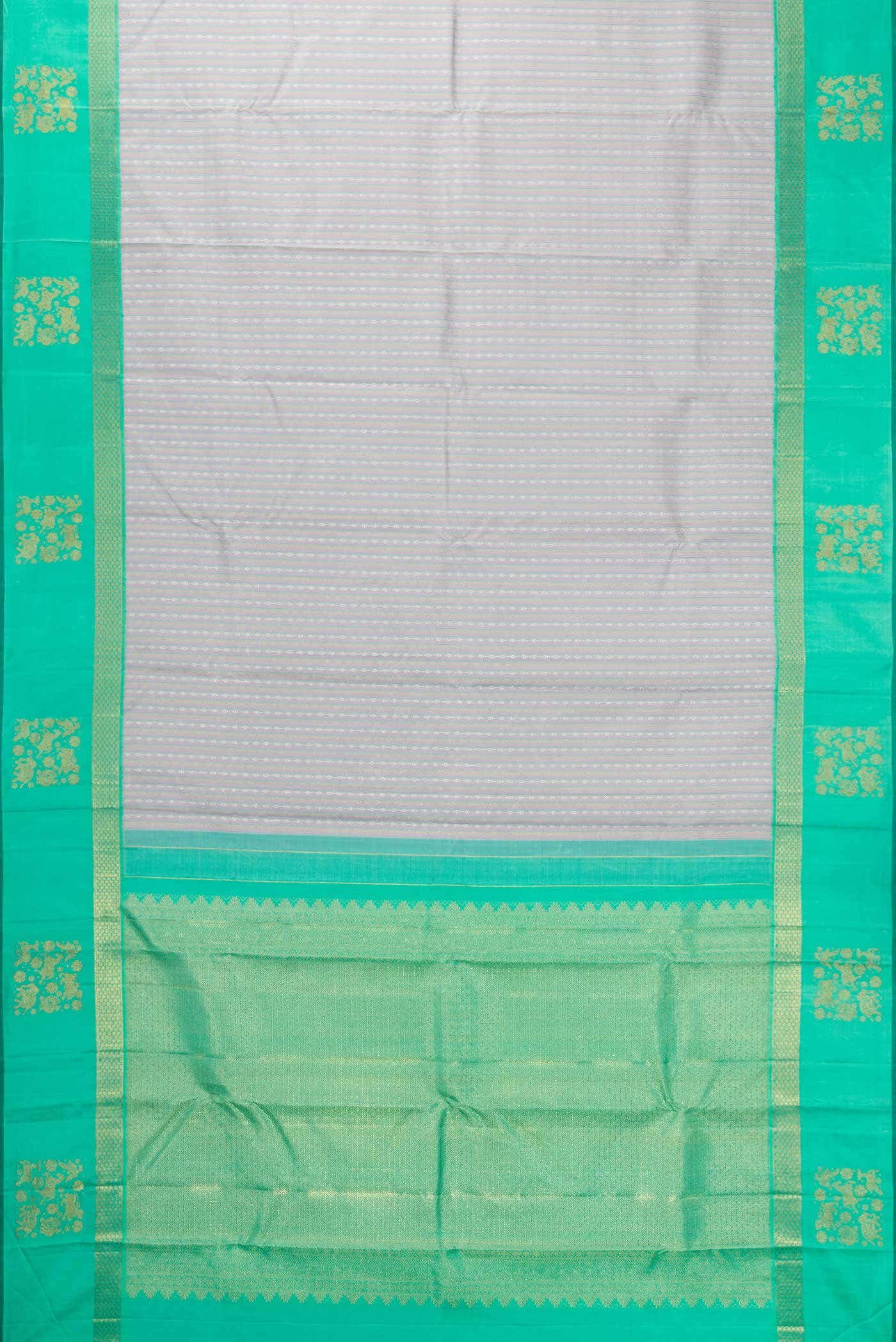 Pure Silk Pure Zari Grey Dual Tone Kanchipuram Saree