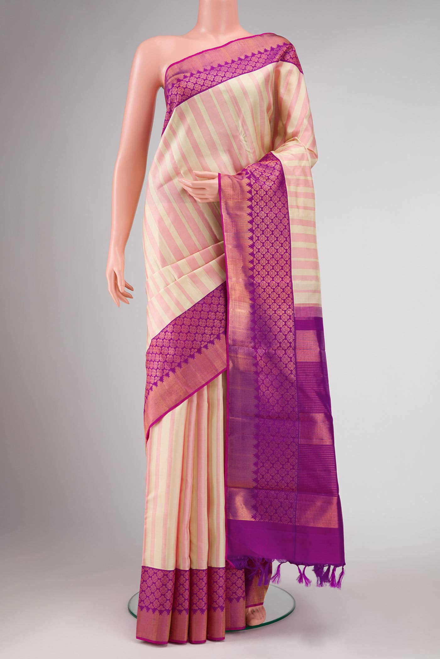 Pure Silk Pure Zari Sandal Kanchipuram Saree