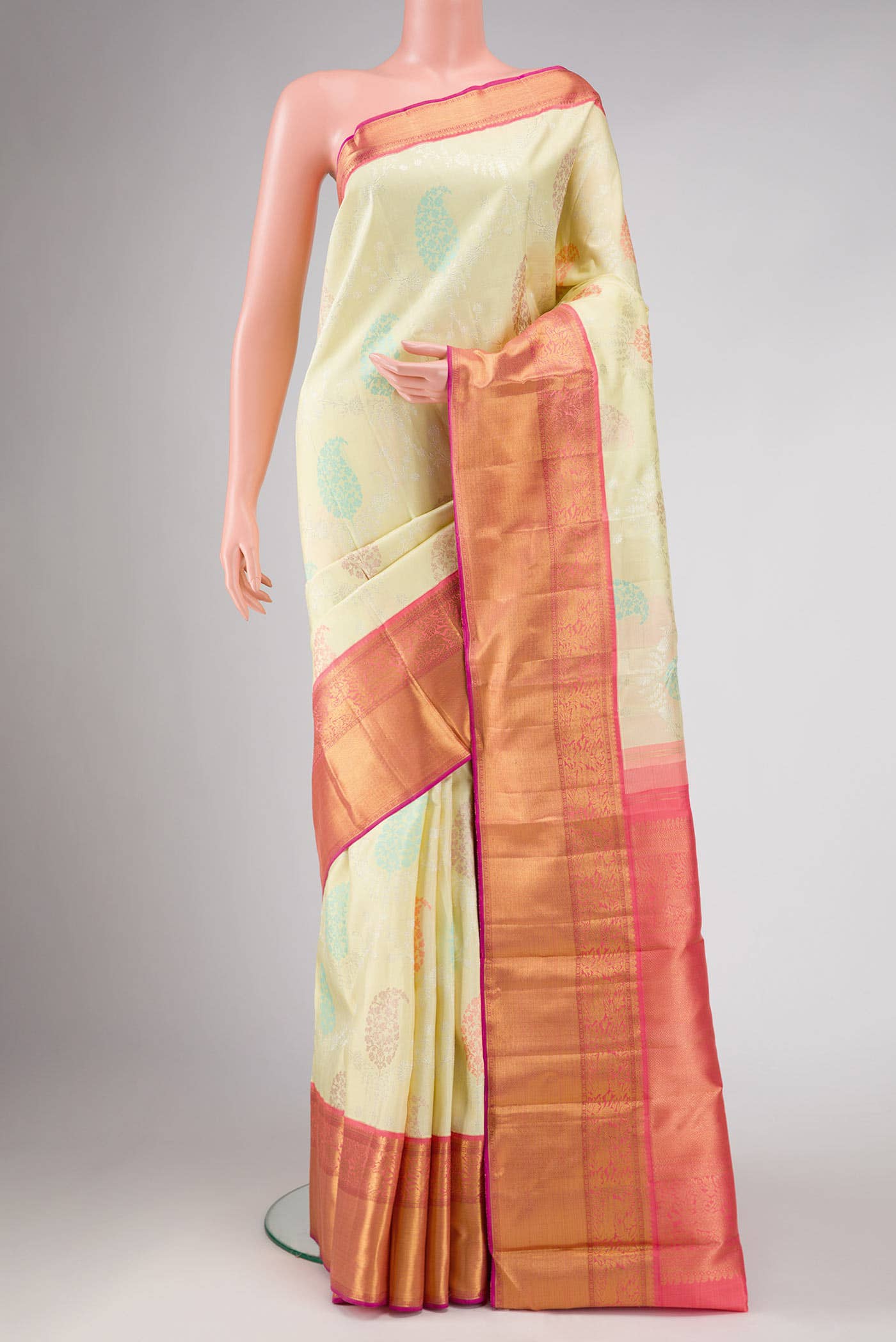 Pure Silk Pure Zari Sandal Dual Tone Kanchipuram Saree