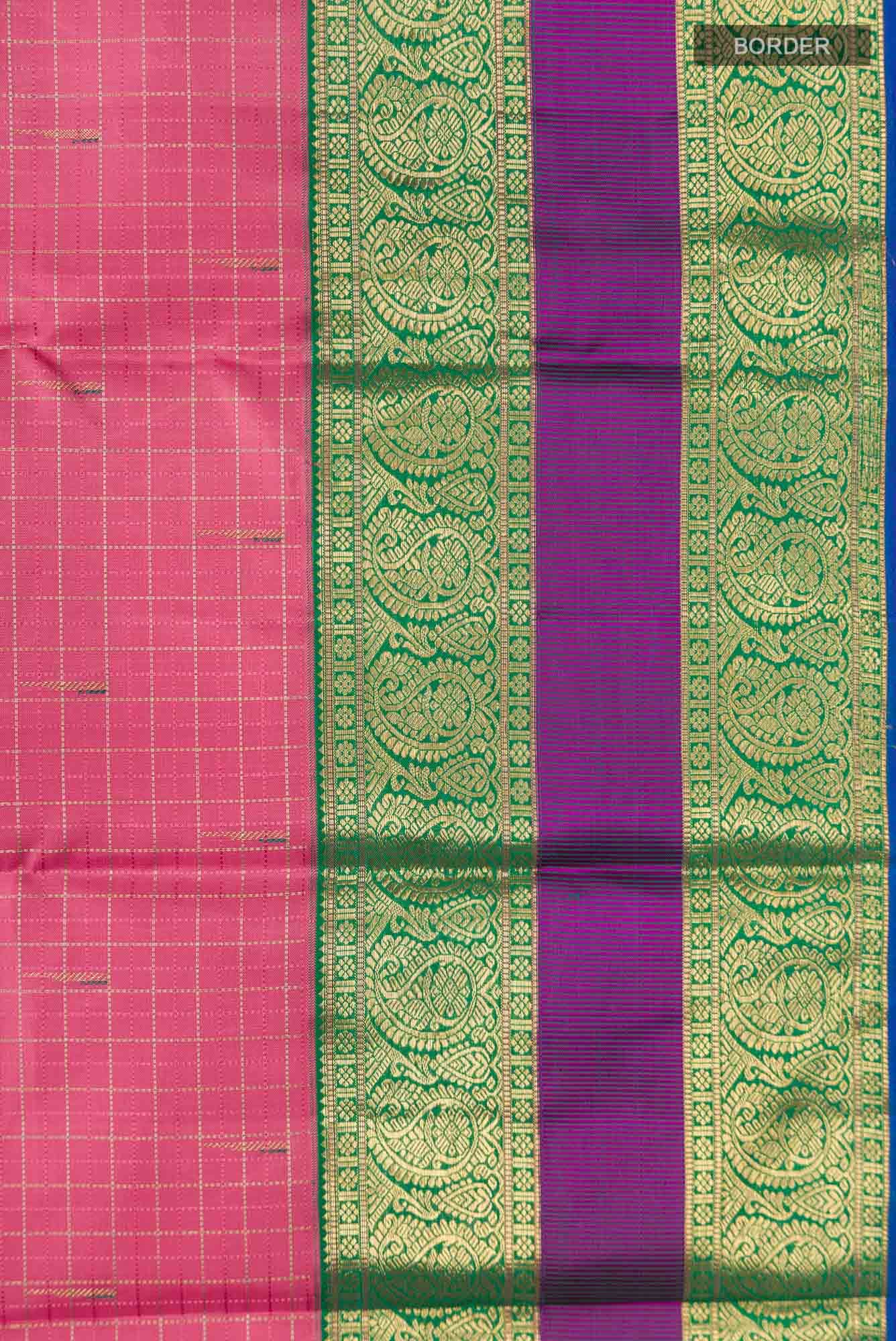 Pure Silk Pure Zari Pink Kanchipuram Saree