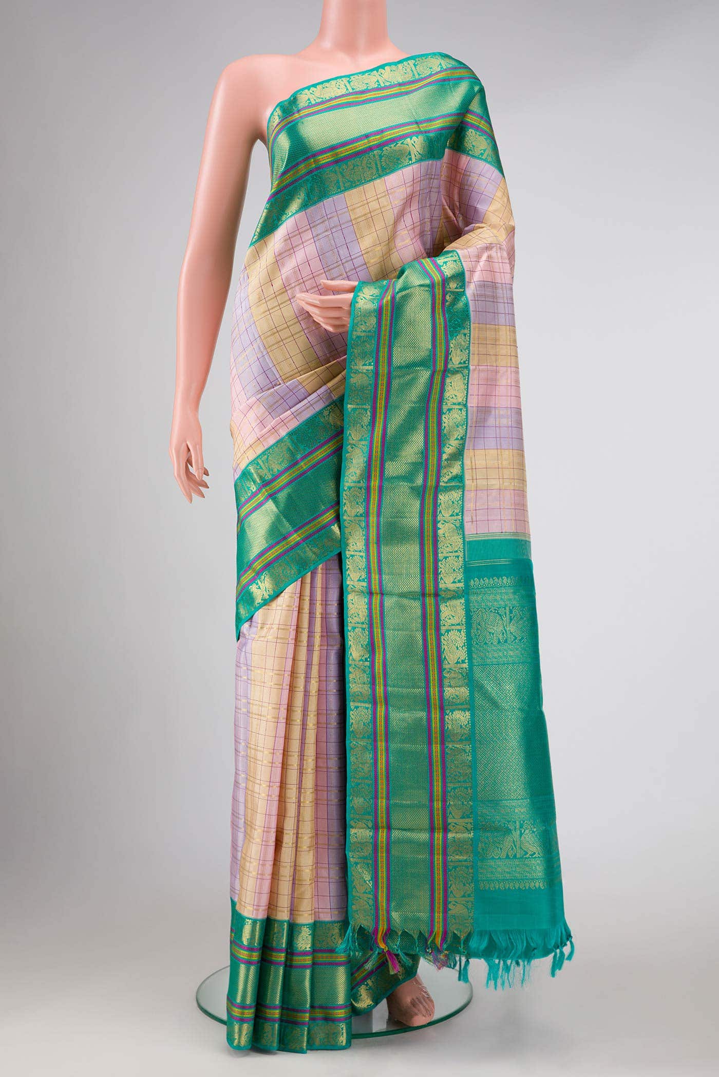 Pure Silk Pure Zari Multi Kanchipuram Saree