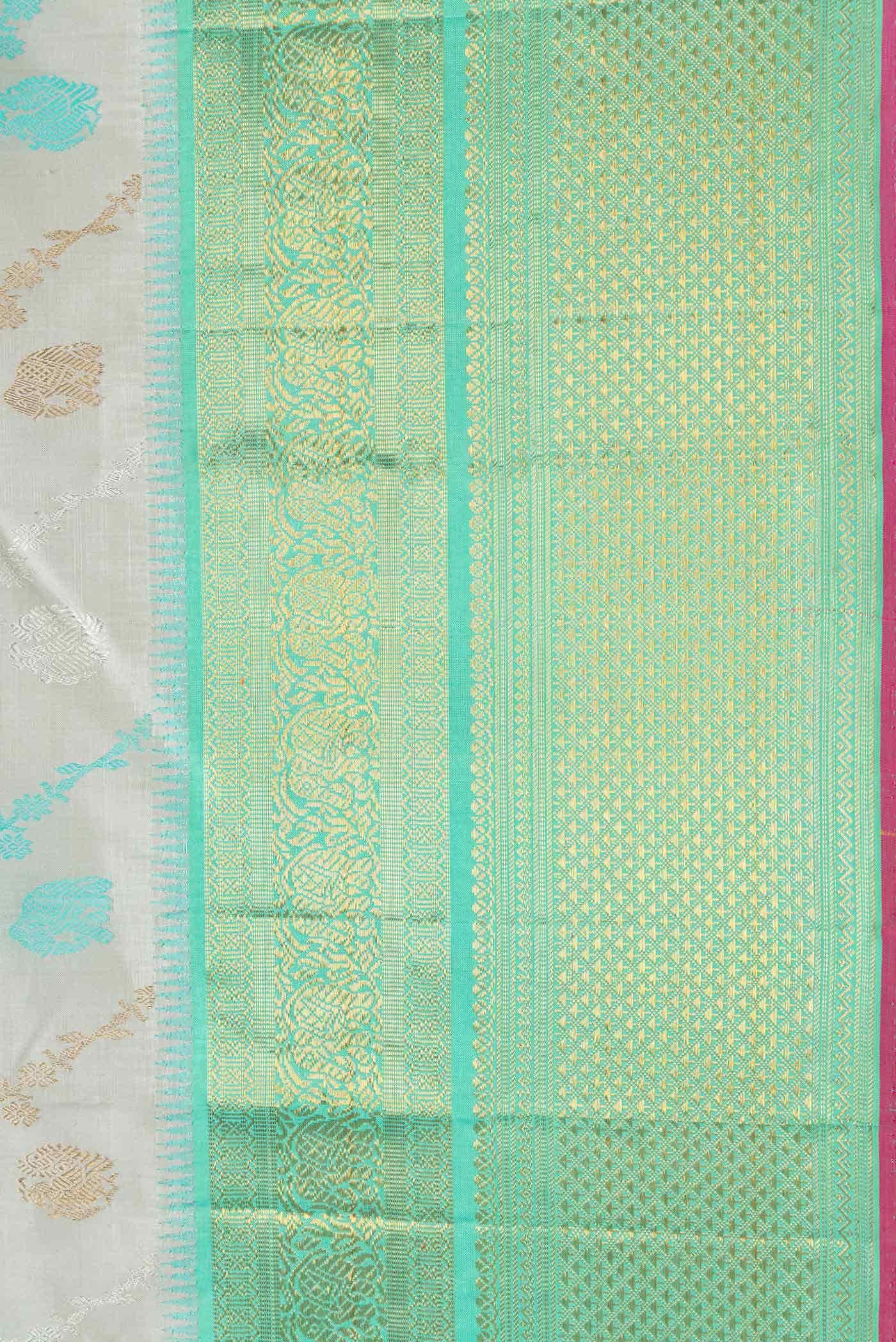 Pure Silk Pure Zari Grey Kanchipuram Saree