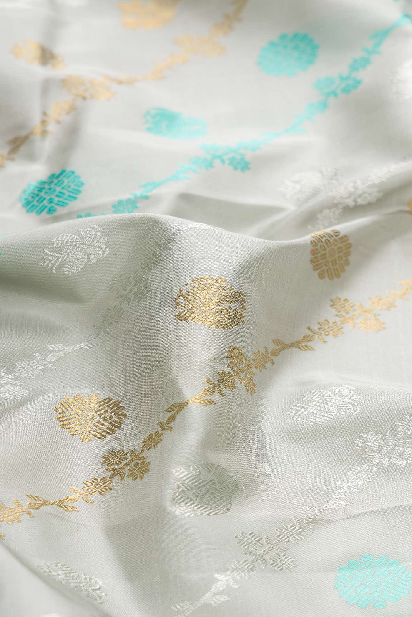 Pure Silk Pure Zari Grey Kanchipuram Saree