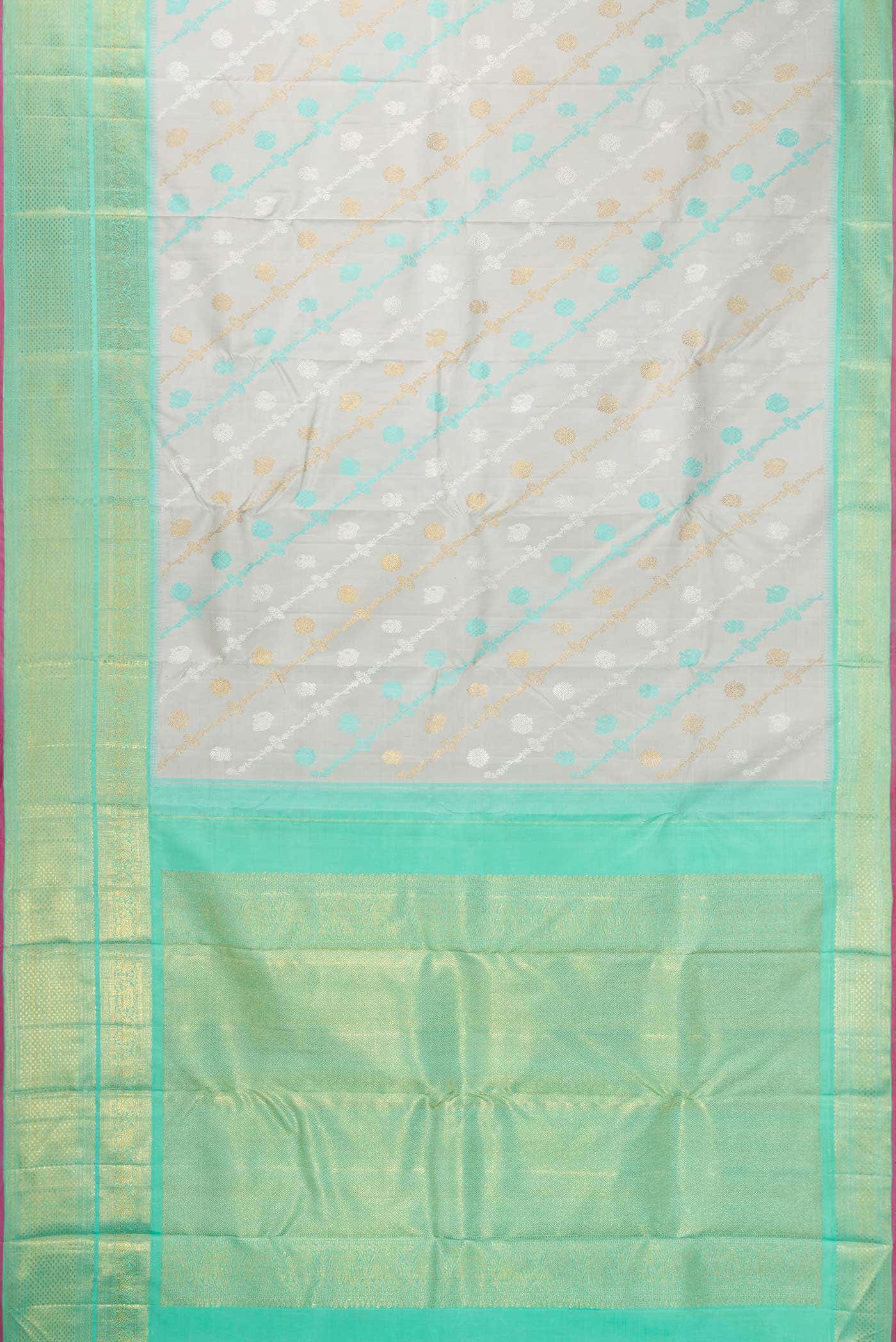 Pure Silk Pure Zari Grey Kanchipuram Saree