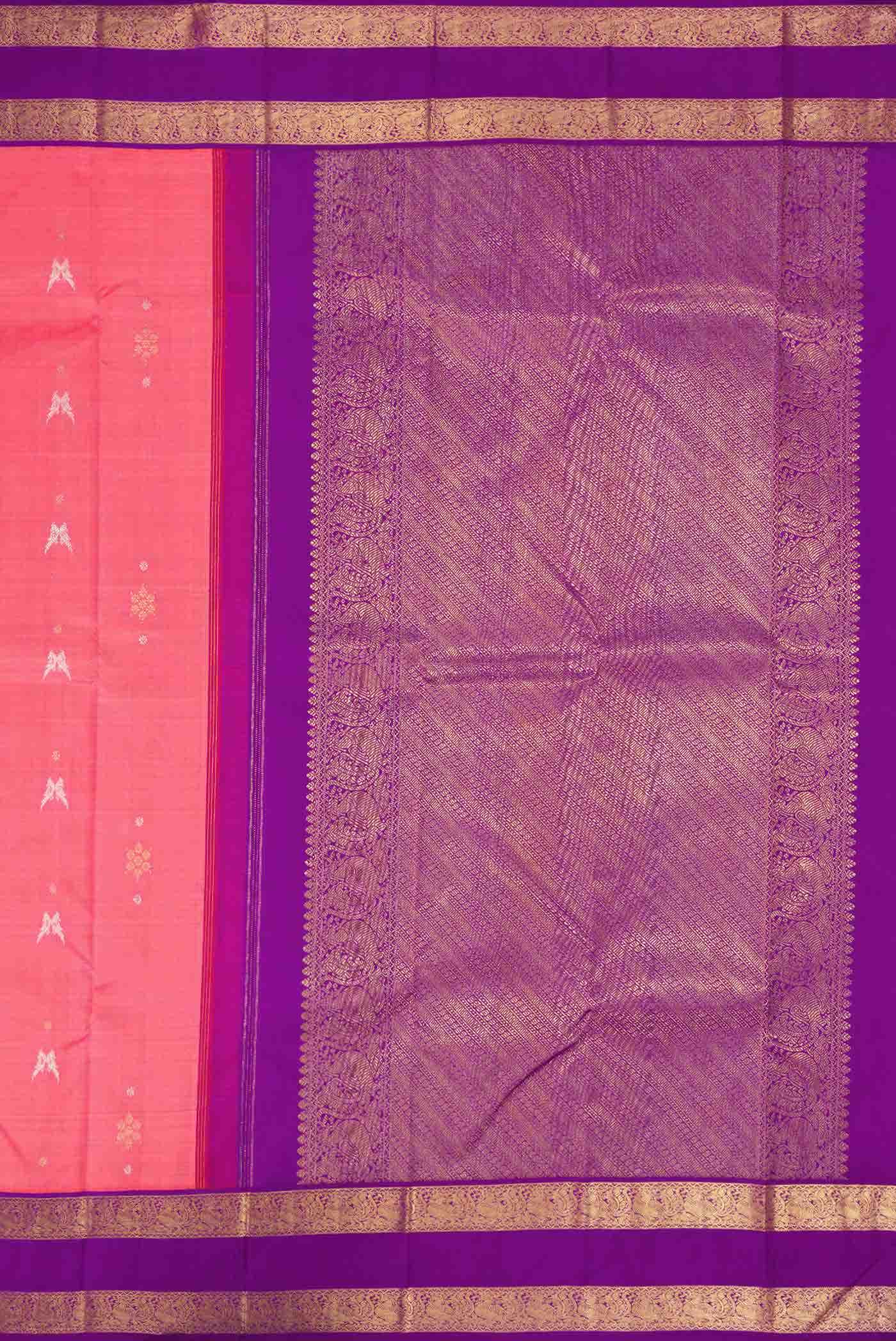 Pure Silk Pure Zari Pink Kanchipuram Saree
