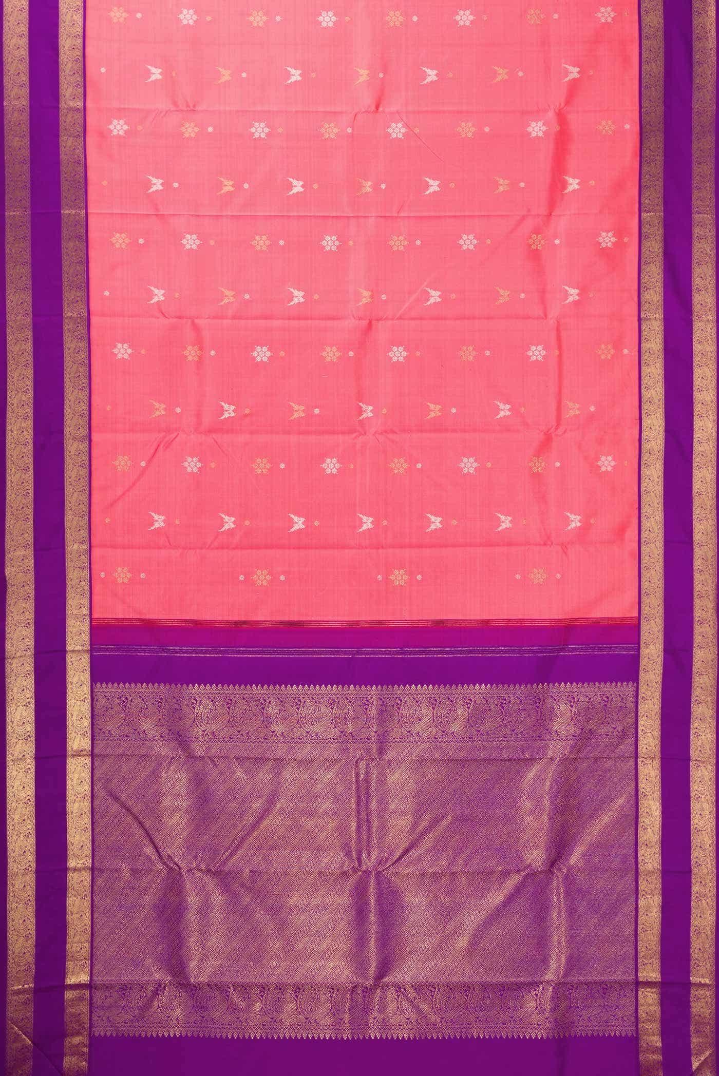 Pure Silk Pure Zari Pink Kanchipuram Saree