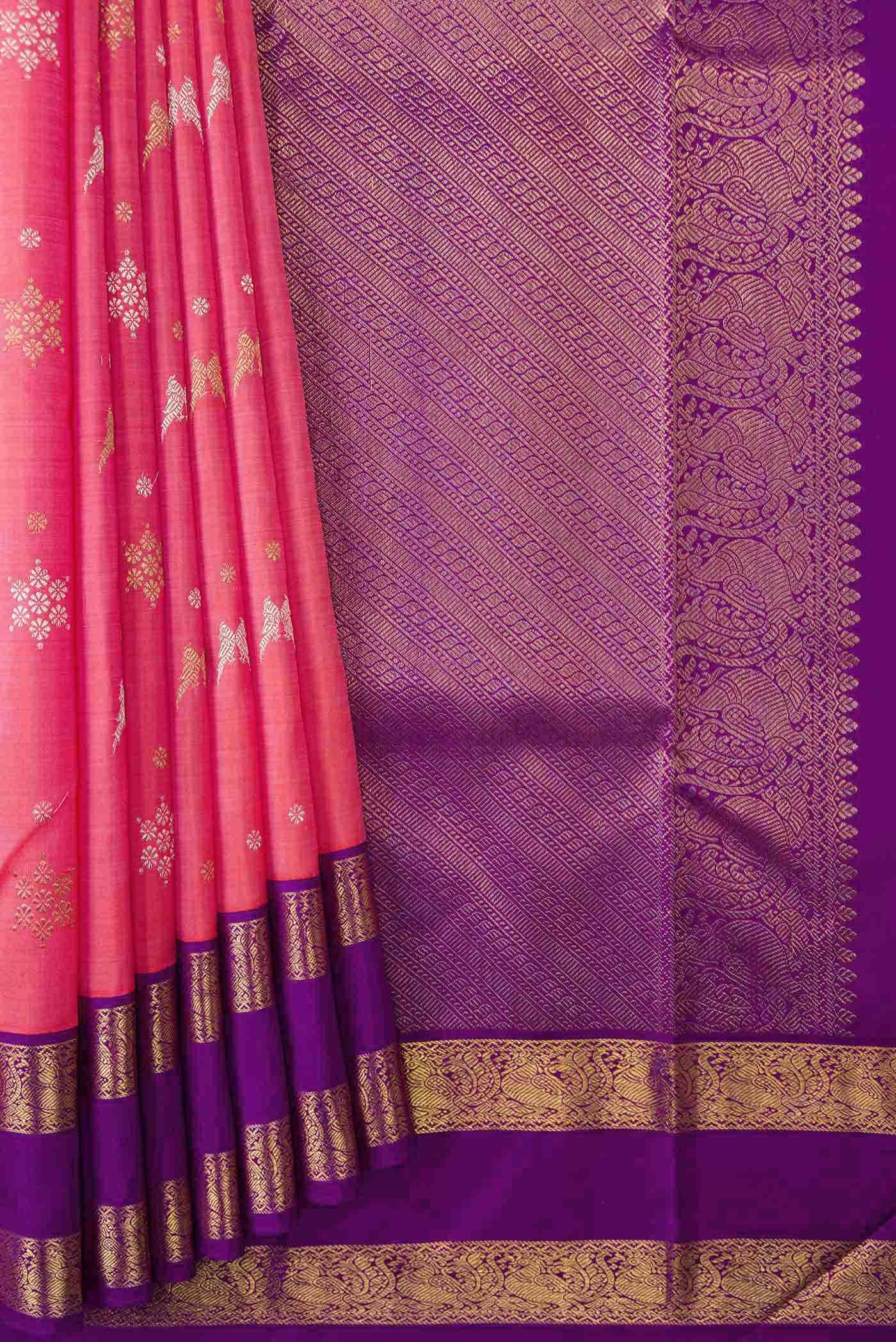 Pure Silk Pure Zari Pink Kanchipuram Saree