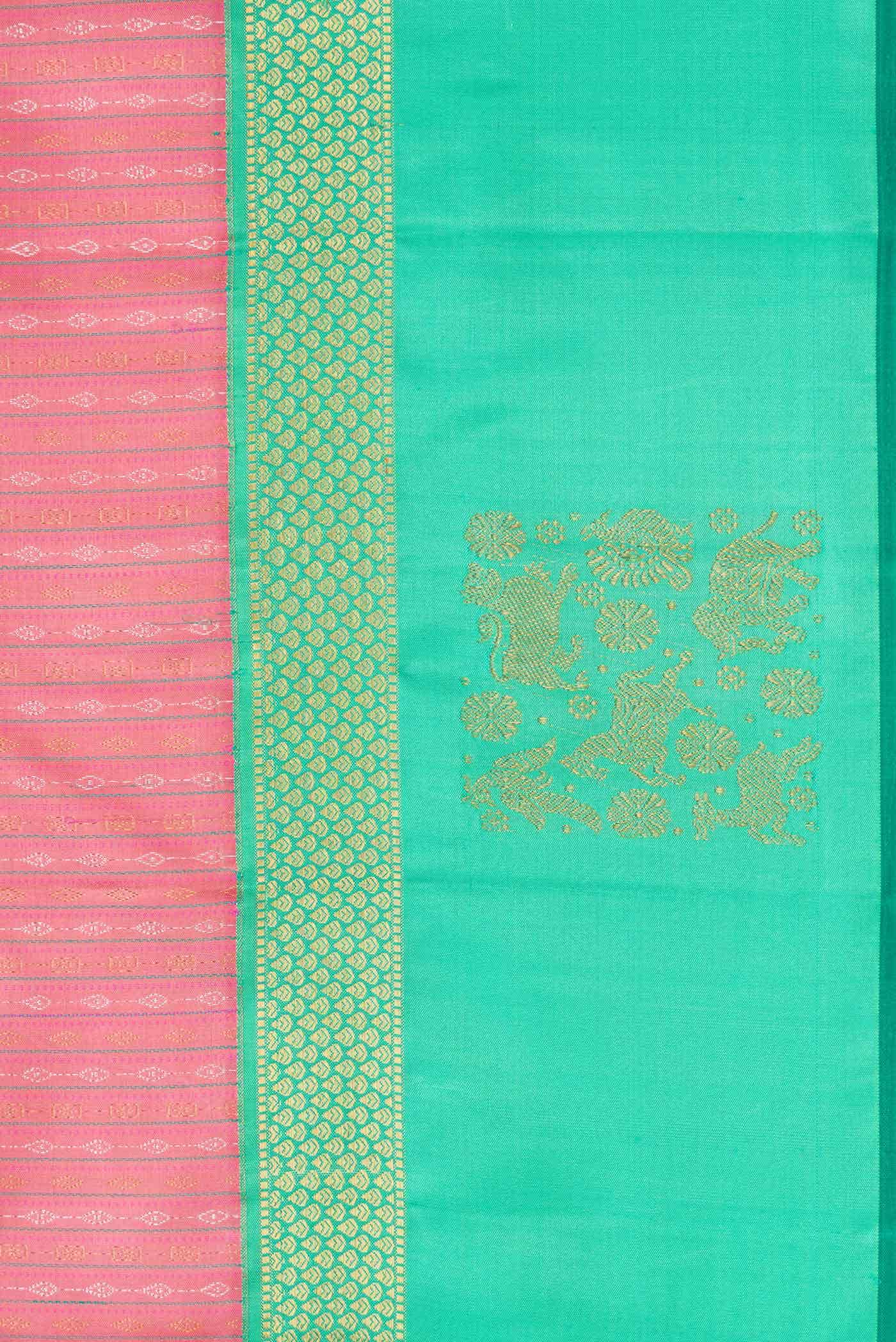 Pure Silk Pure Zari Pink Kanchipuram Saree