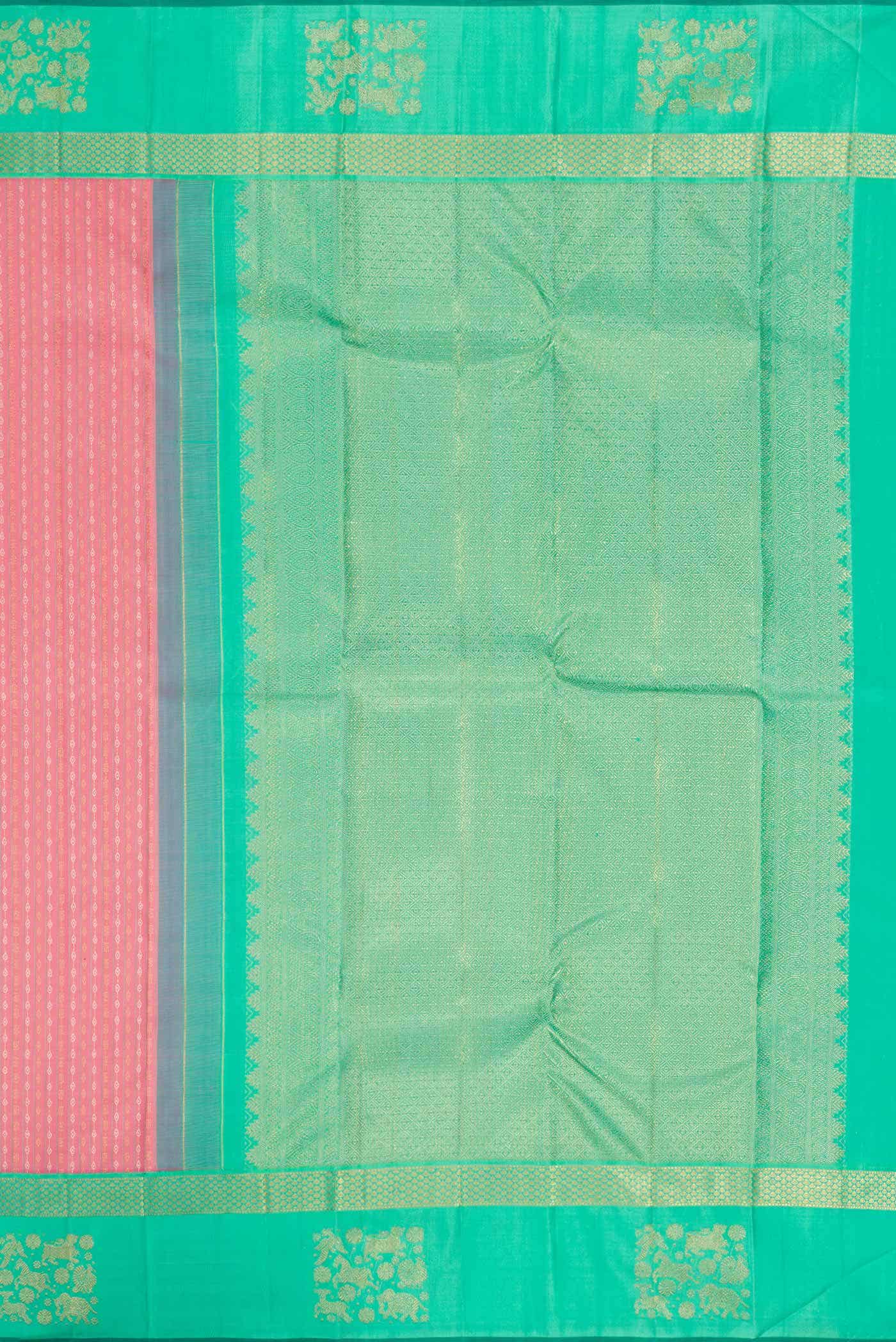 Pure Silk Pure Zari Pink Kanchipuram Saree