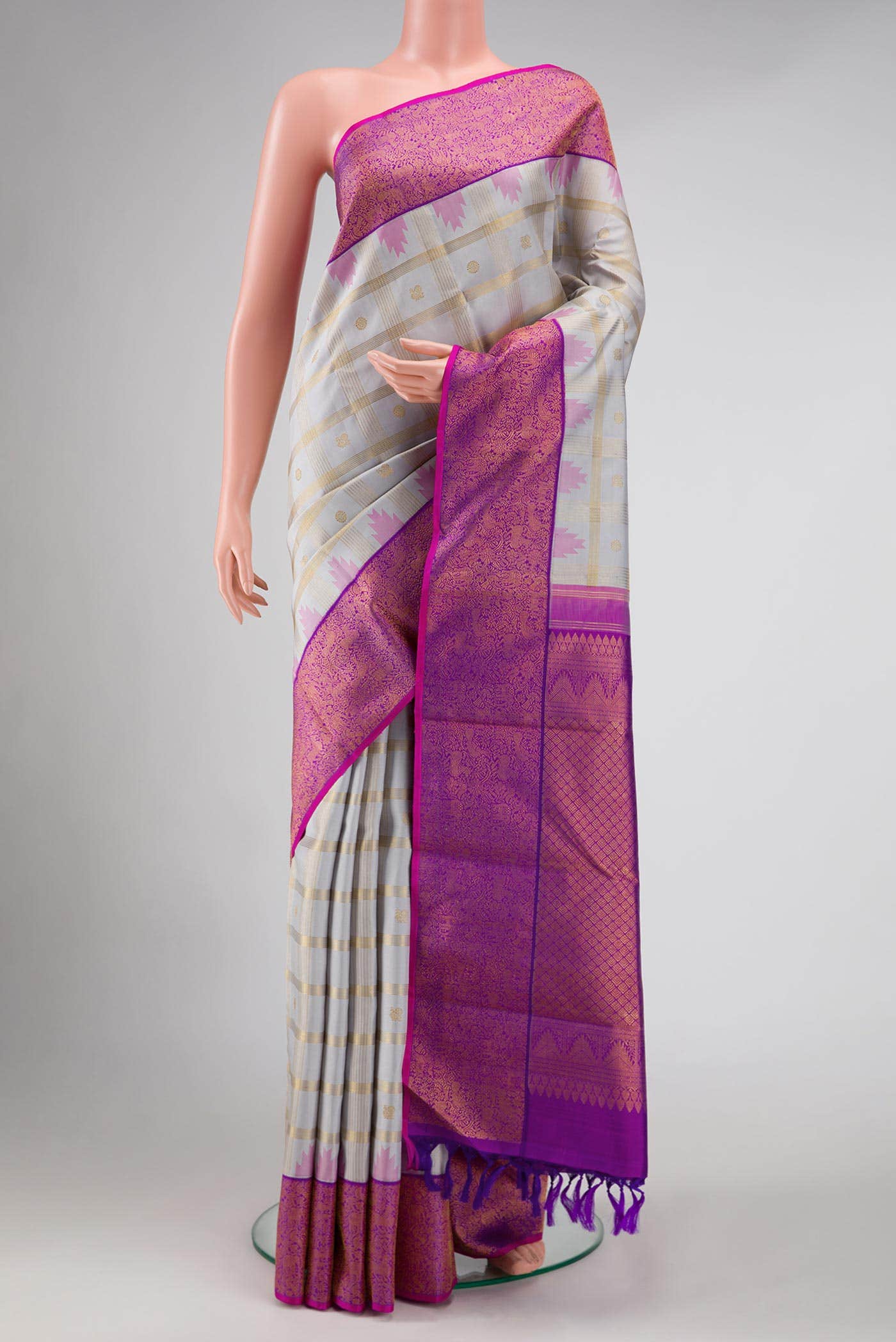 Grey Kanchipuram Silk Saree