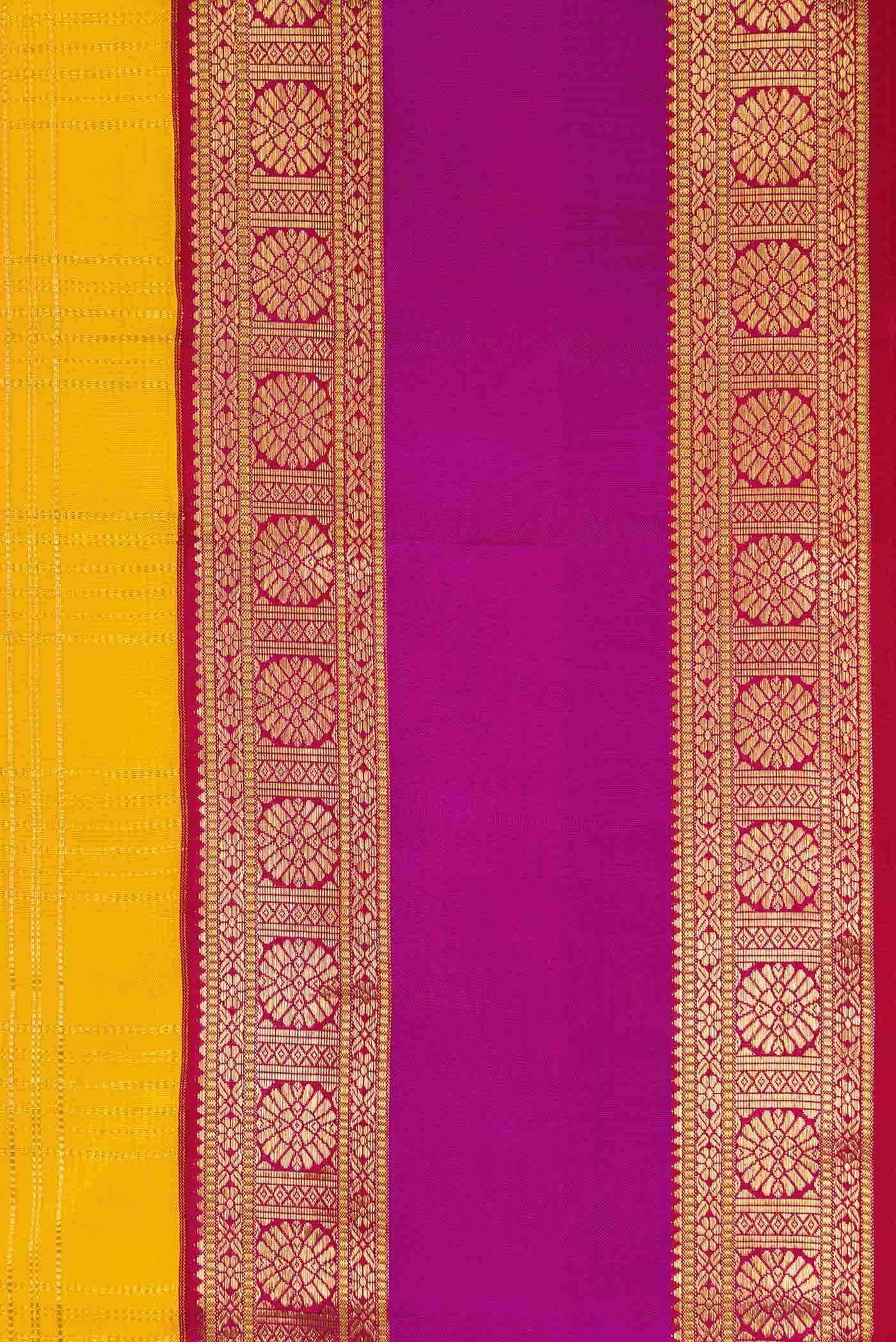 Pure Silk Pure Zari Yellow Kanchipuram Saree