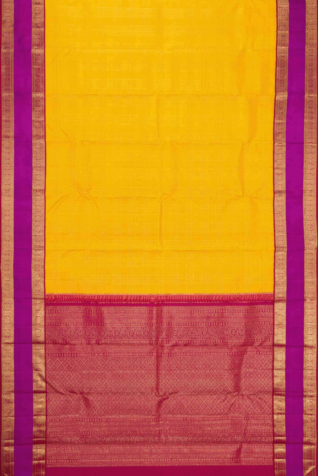 Pure Silk Pure Zari Yellow Kanchipuram Saree