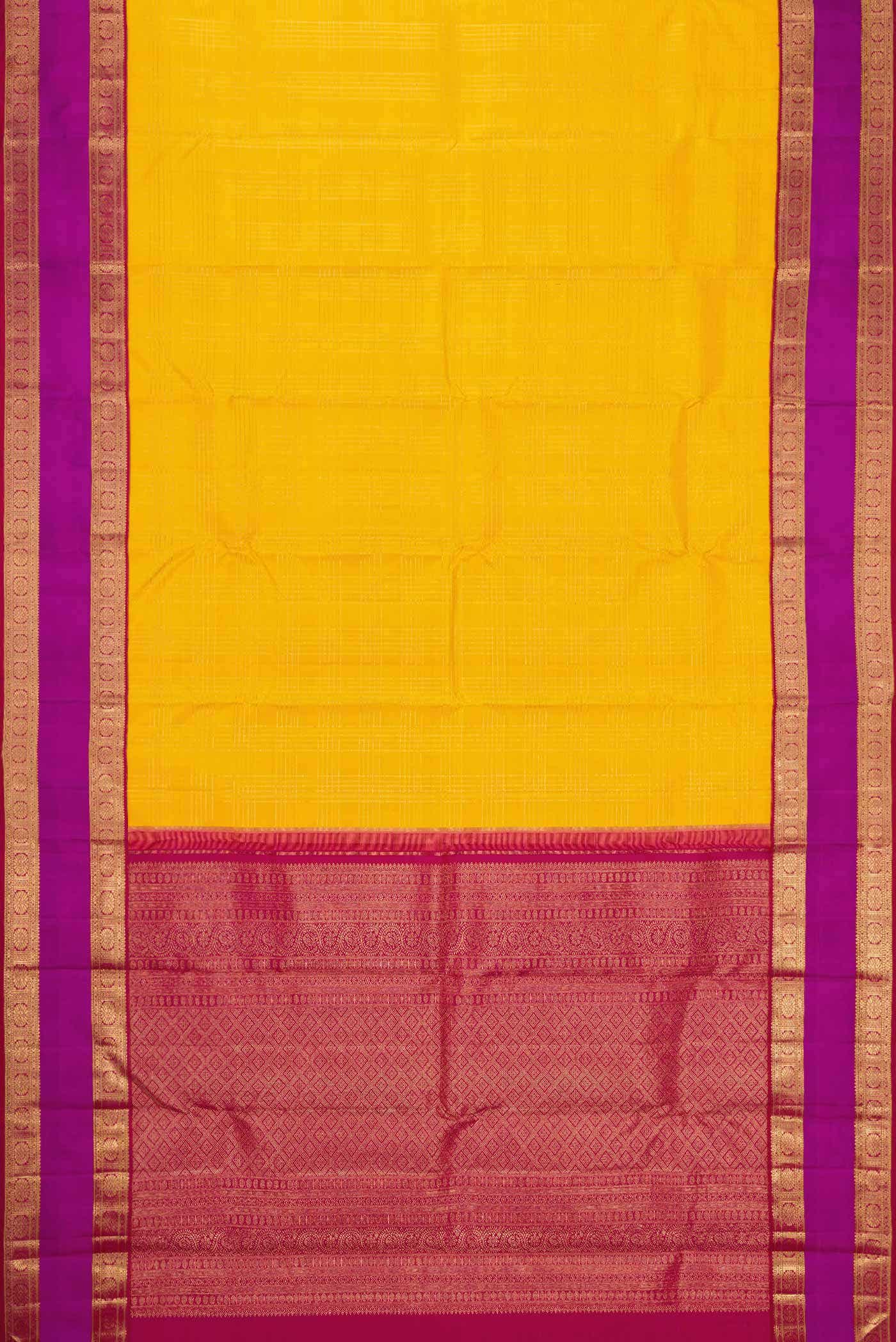 Pure Silk Pure Zari Yellow Kanchipuram Saree