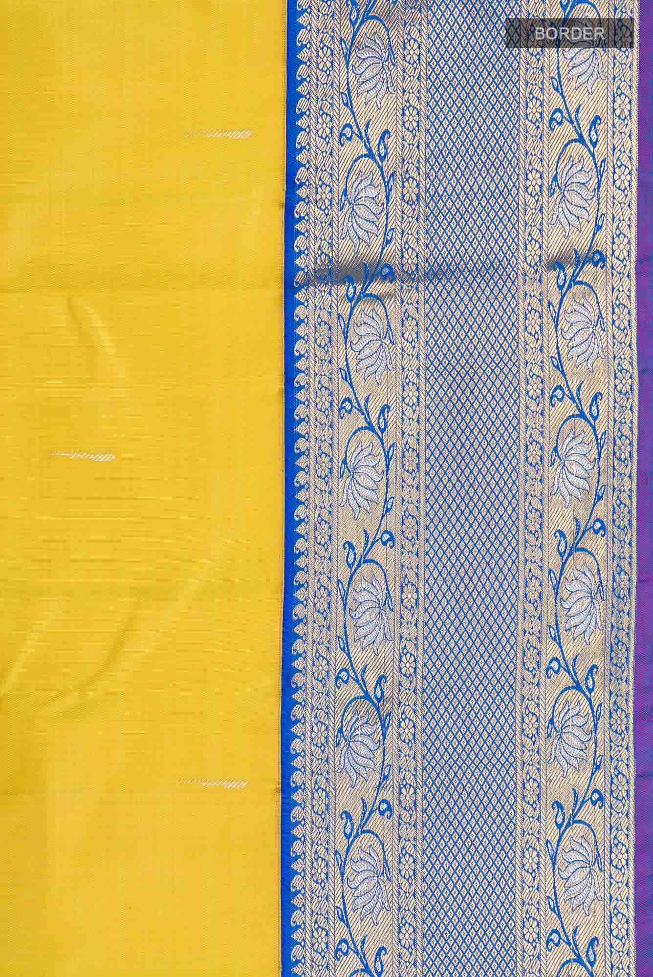 Pure Silk Pure Zari Yellow Kanchipuram Saree