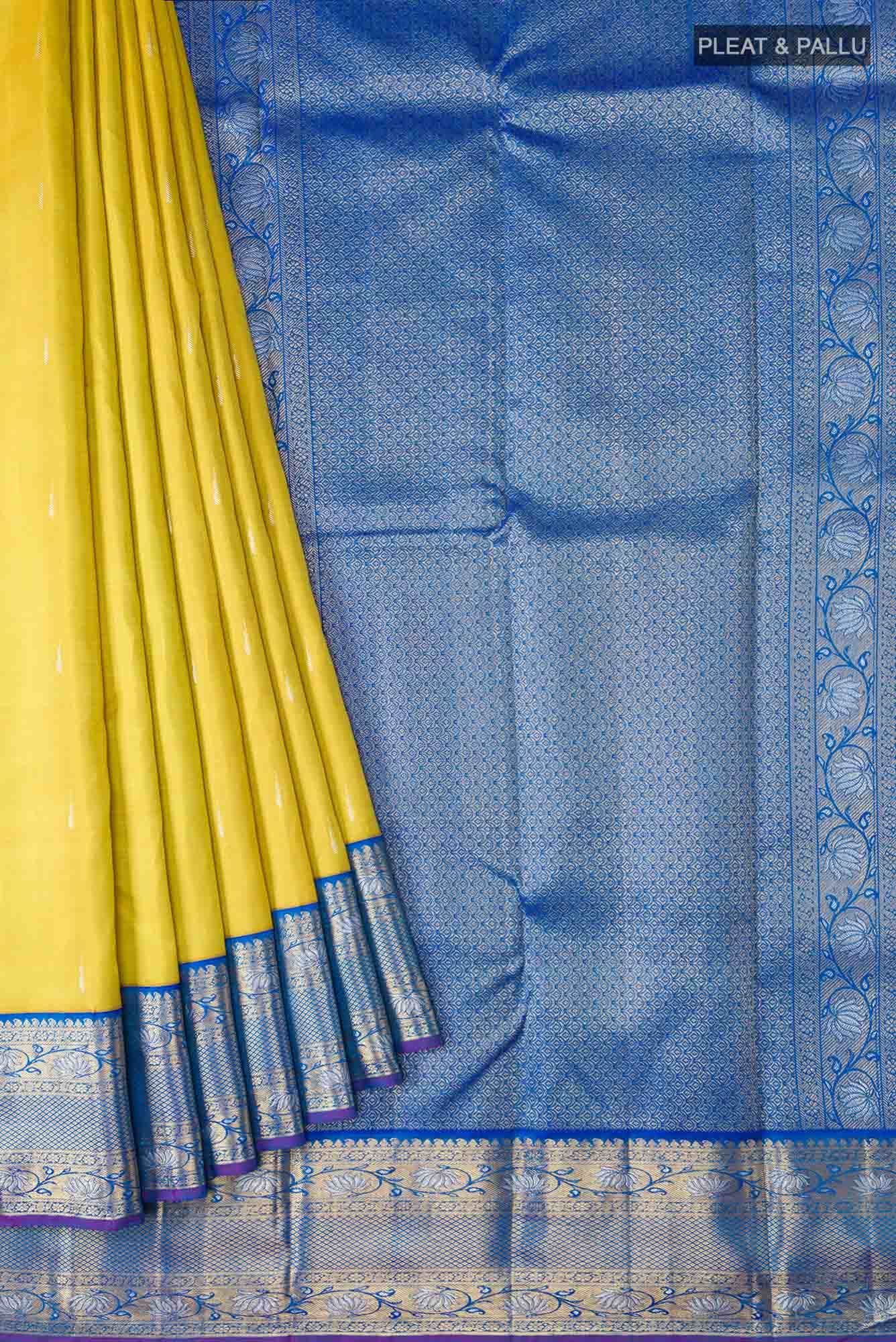 Pure Silk Pure Zari Yellow Kanchipuram Saree