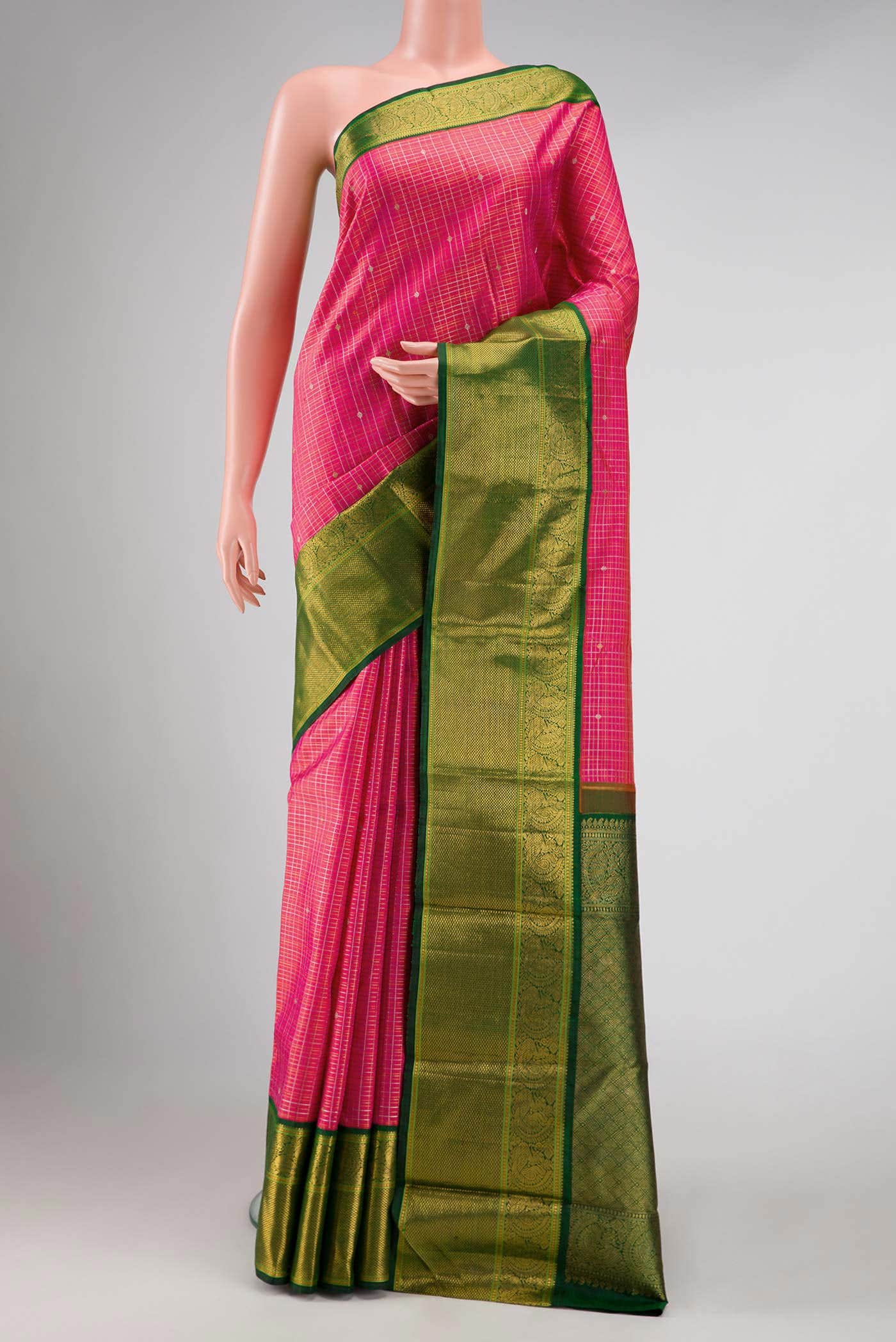 Pure Silk Pure Zari Pink Kanchipuram Saree