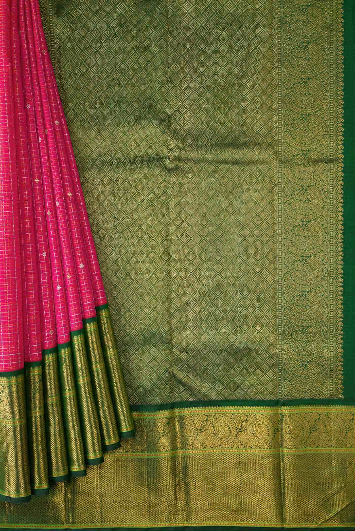 Pure Silk Pure Zari Pink Kanchipuram Saree