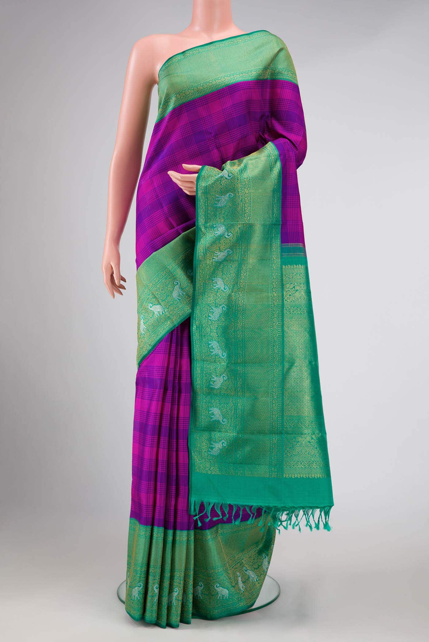 Pure Silk Pure Zari Multi Kanchipuram Saree