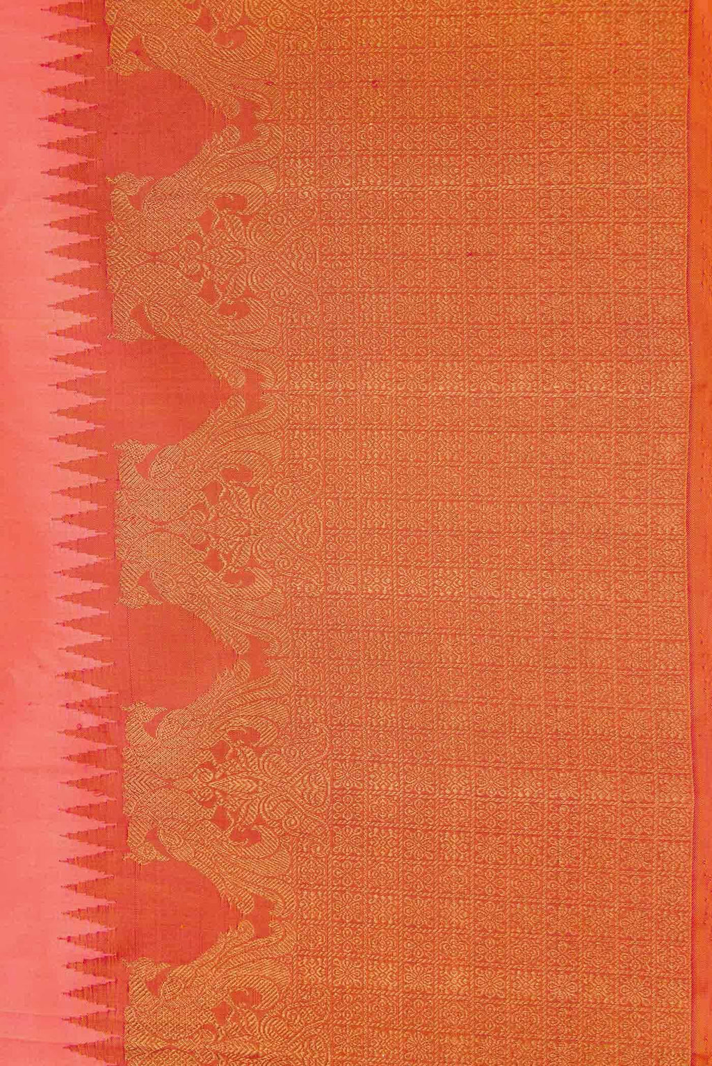 Coral Dual Tone Kanchipuram Silk Saree