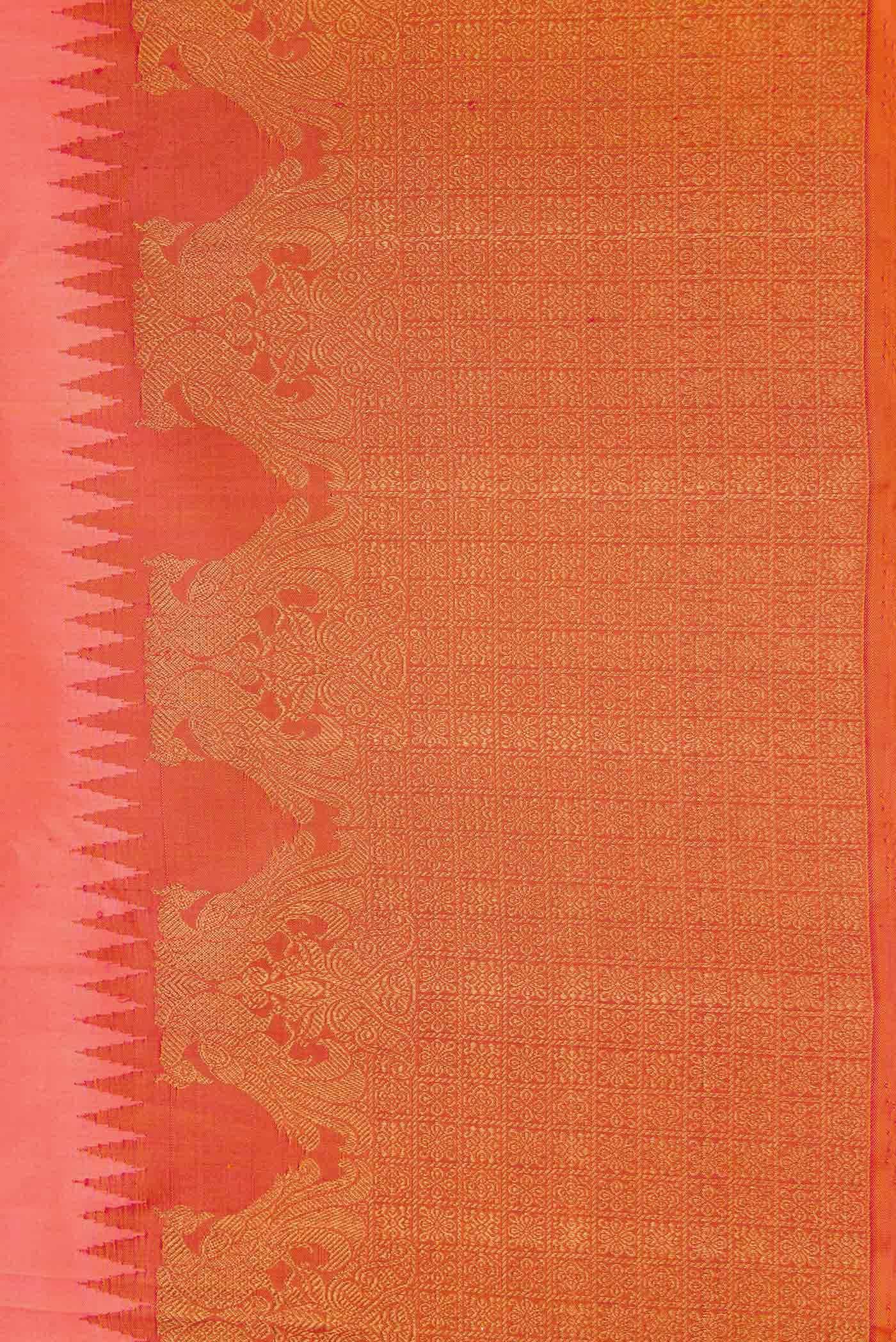 Coral Dual Tone Kanchipuram Silk Saree