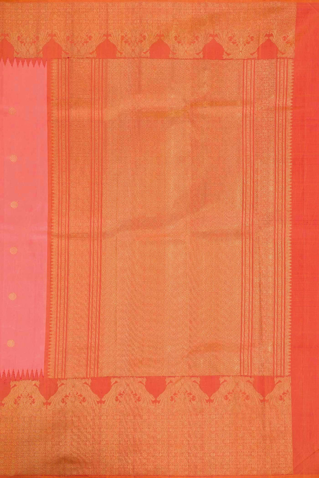 Coral Dual Tone Kanchipuram Silk Saree