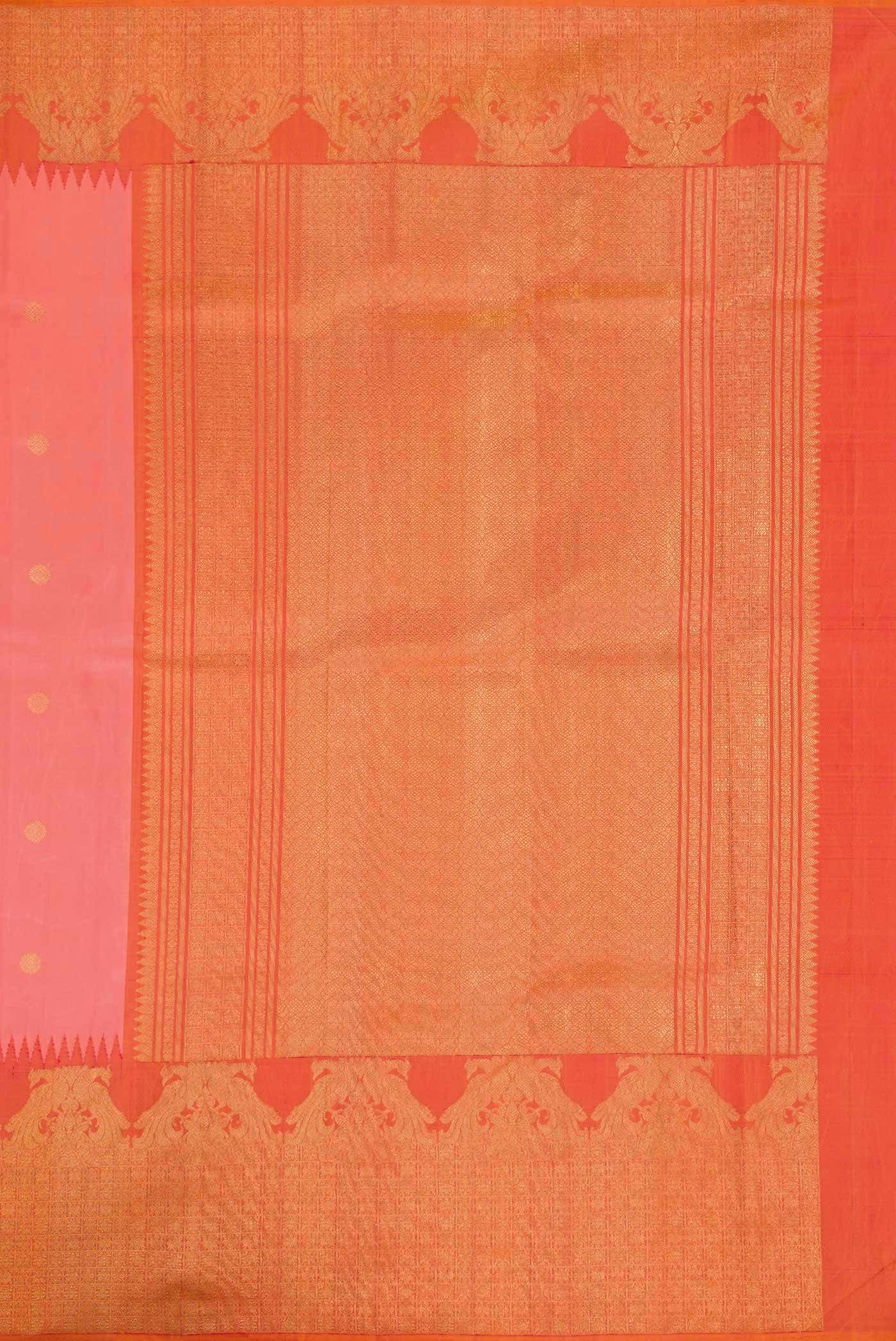 Coral Dual Tone Kanchipuram Silk Saree