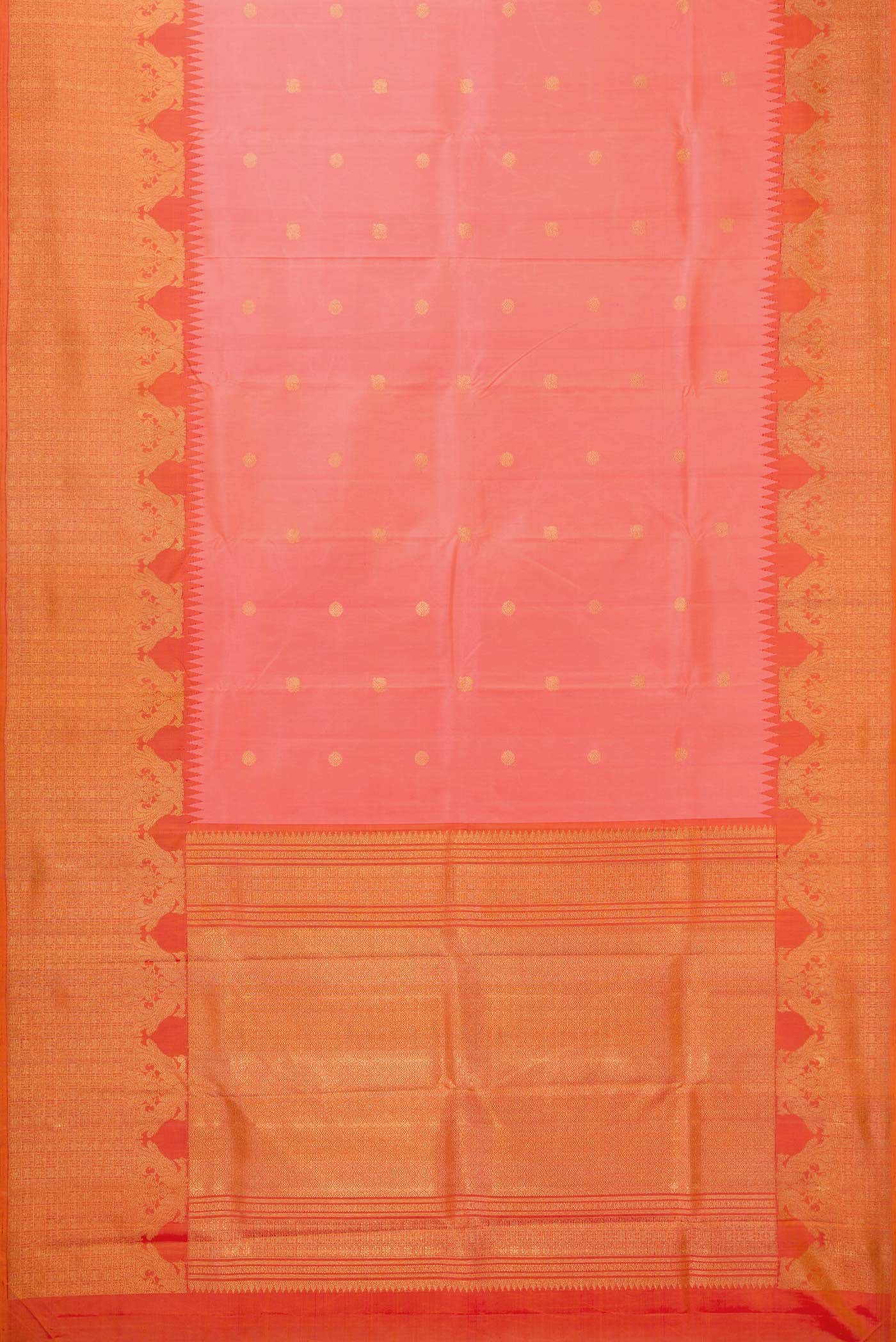 Coral Dual Tone Kanchipuram Silk Saree