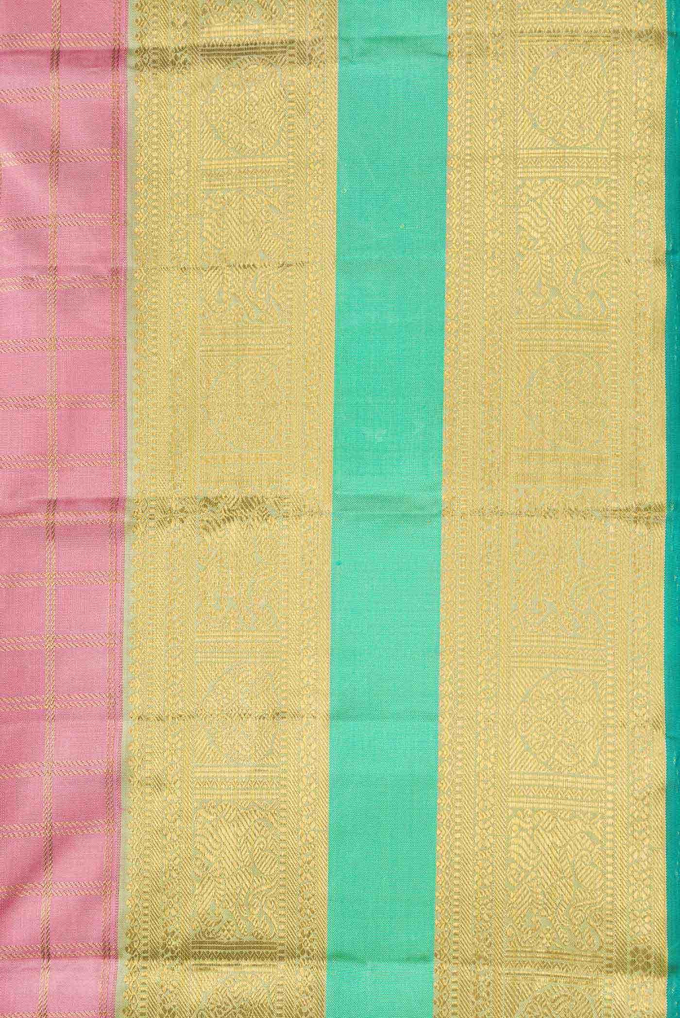 Pure Silk Pure Zari Pink Dual Tone Kanchipuram Saree