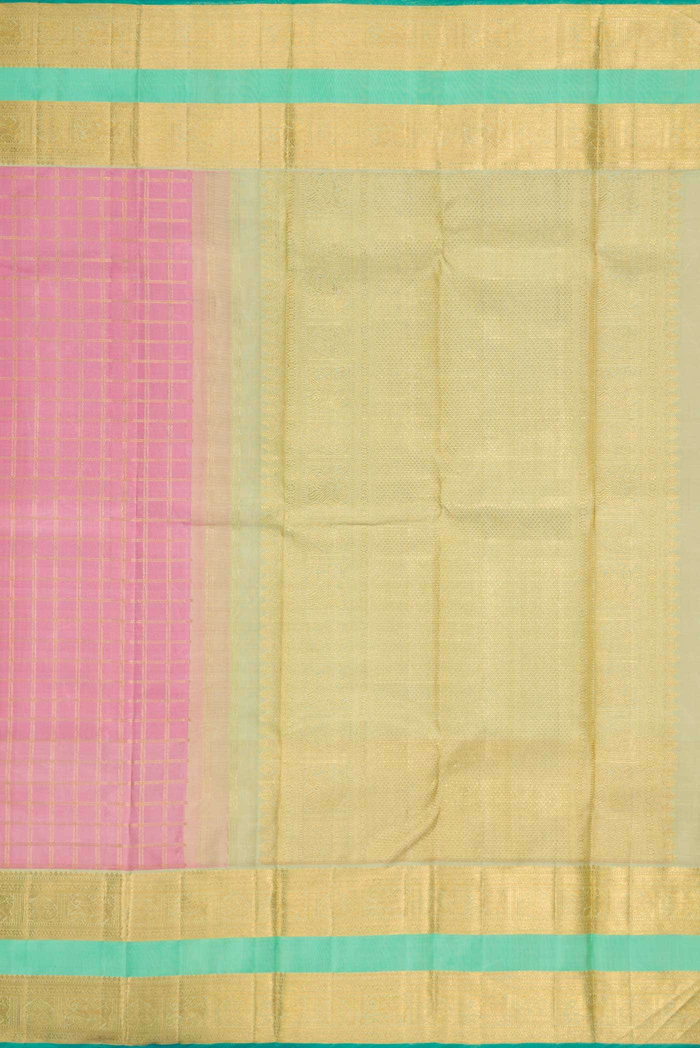 Pure Silk Pure Zari Pink Dual Tone Kanchipuram Saree