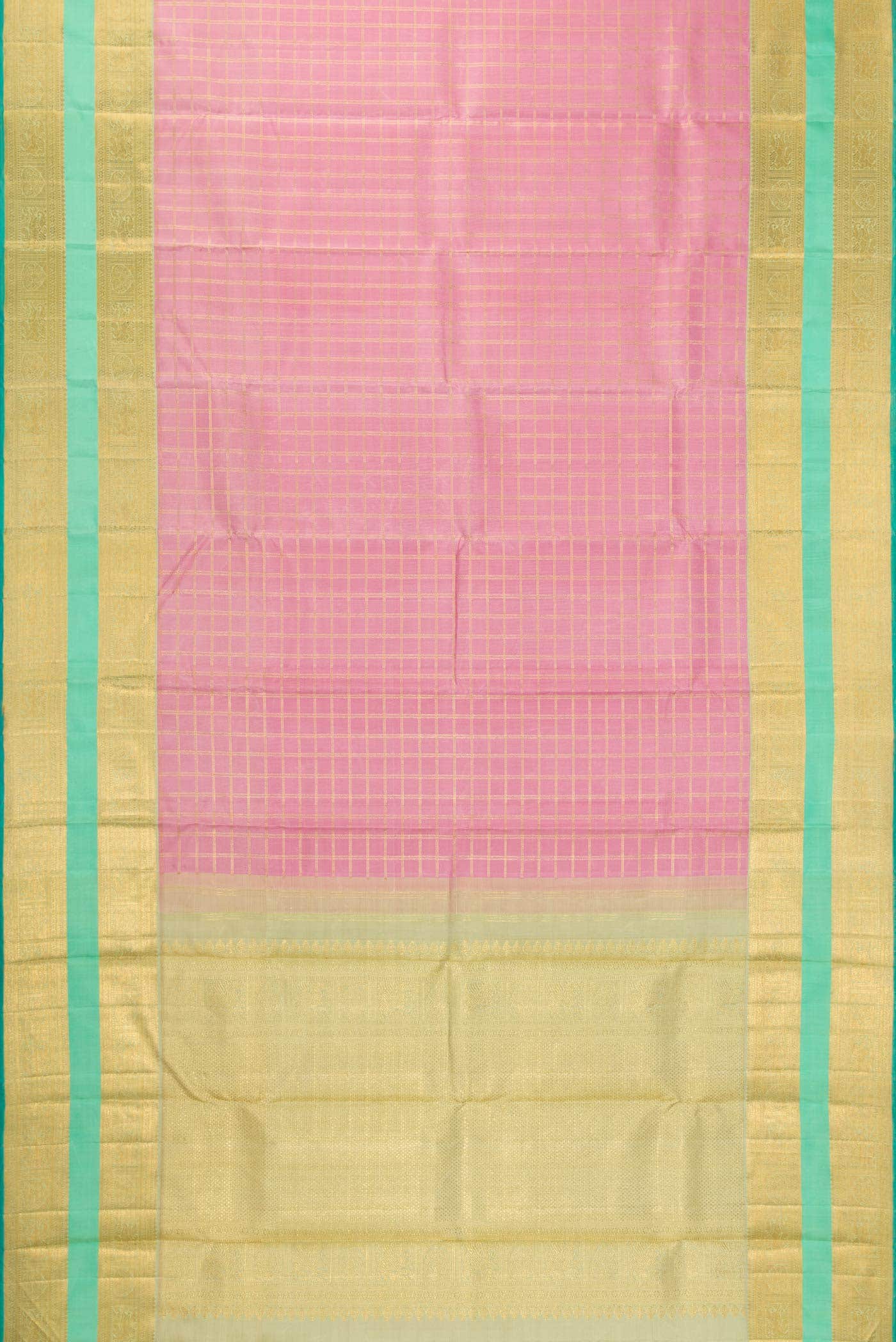 Pure Silk Pure Zari Pink Dual Tone Kanchipuram Saree