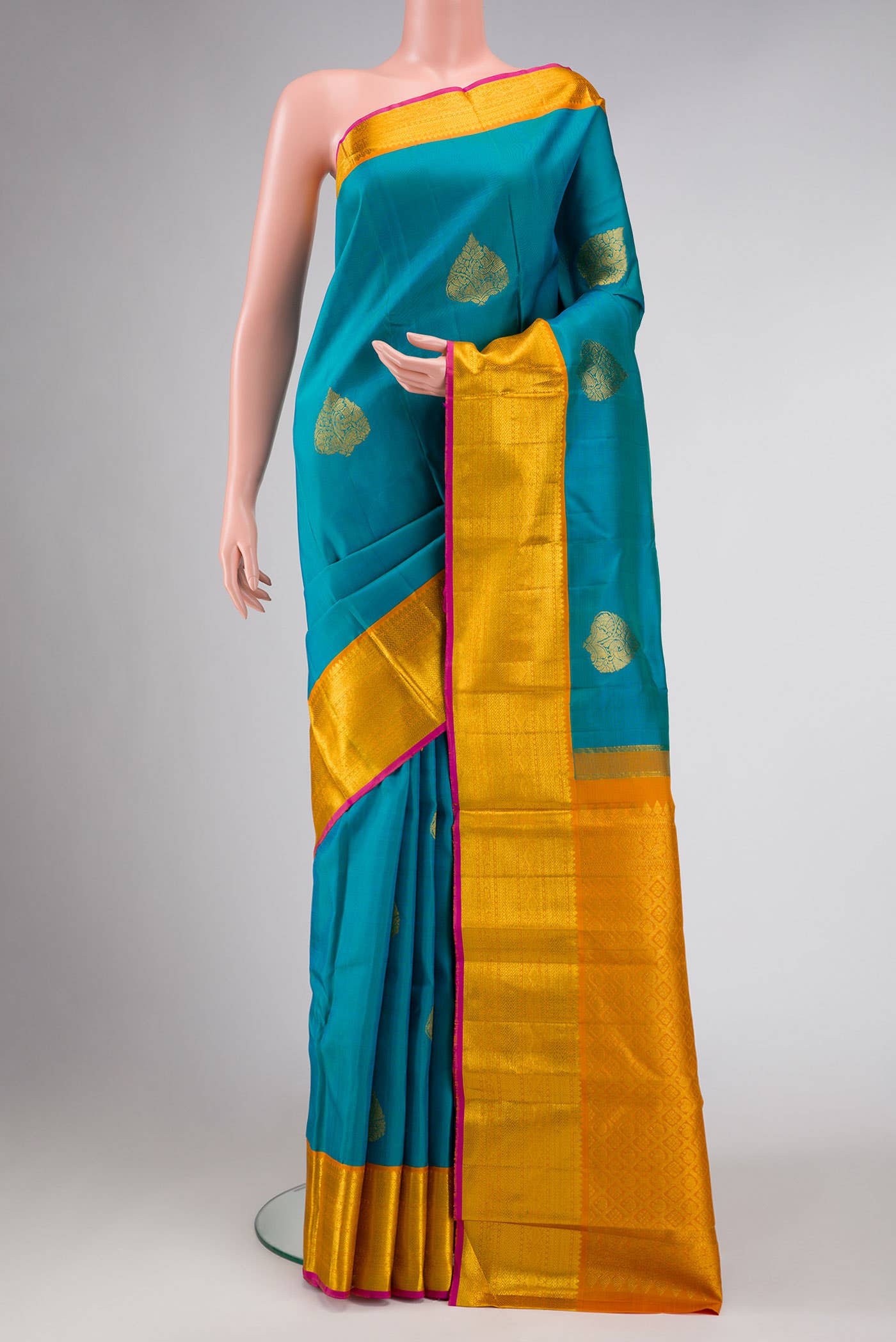 Aqua Blue Dual Tone Kanchipuram Silk Saree