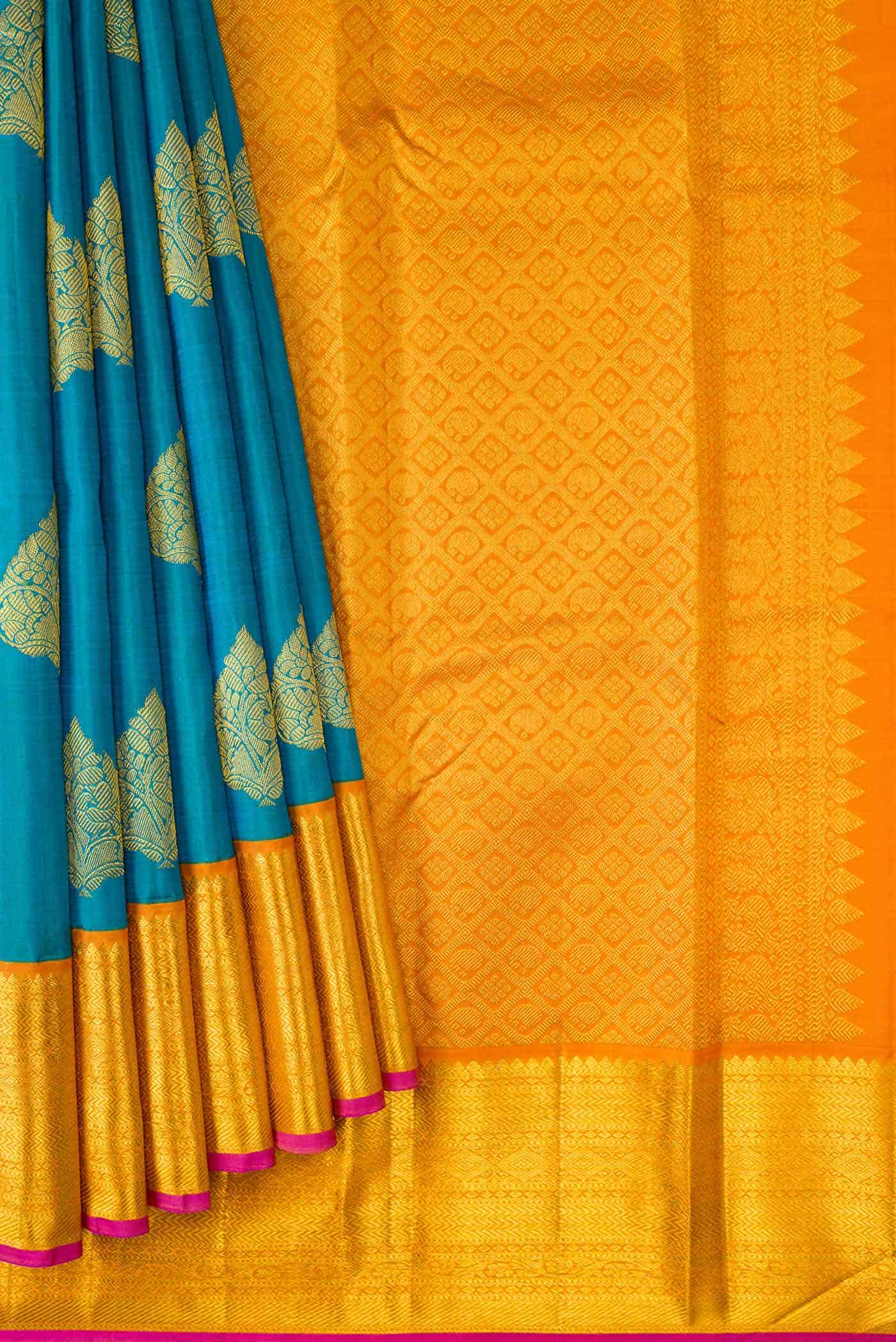 Aqua Blue Dual Tone Kanchipuram Silk Saree