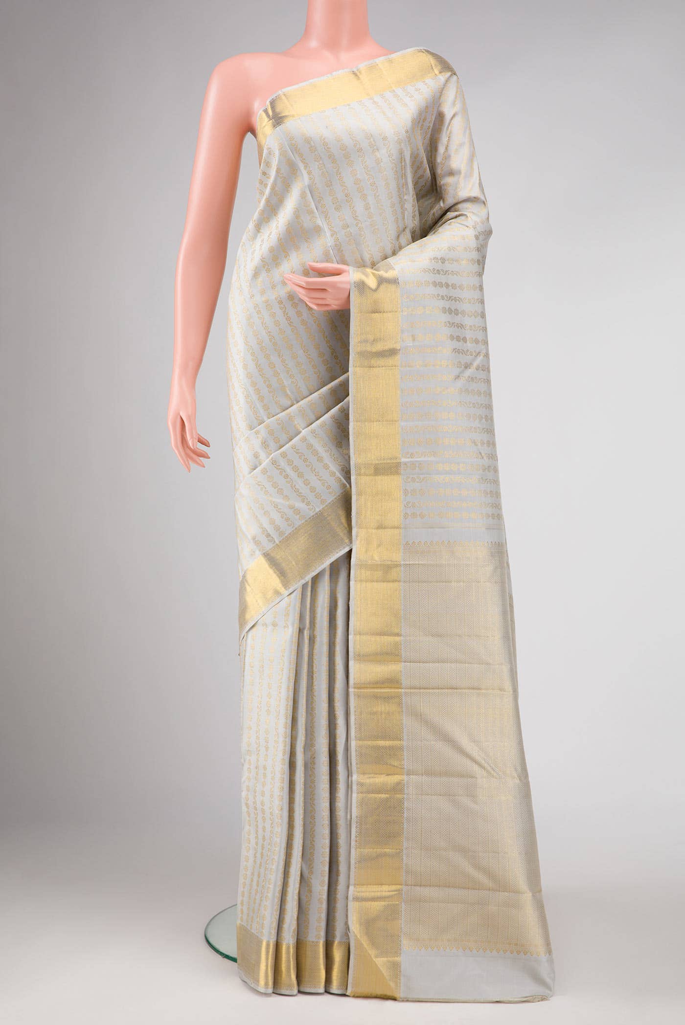 Grey Kanchipuram Silk Saree